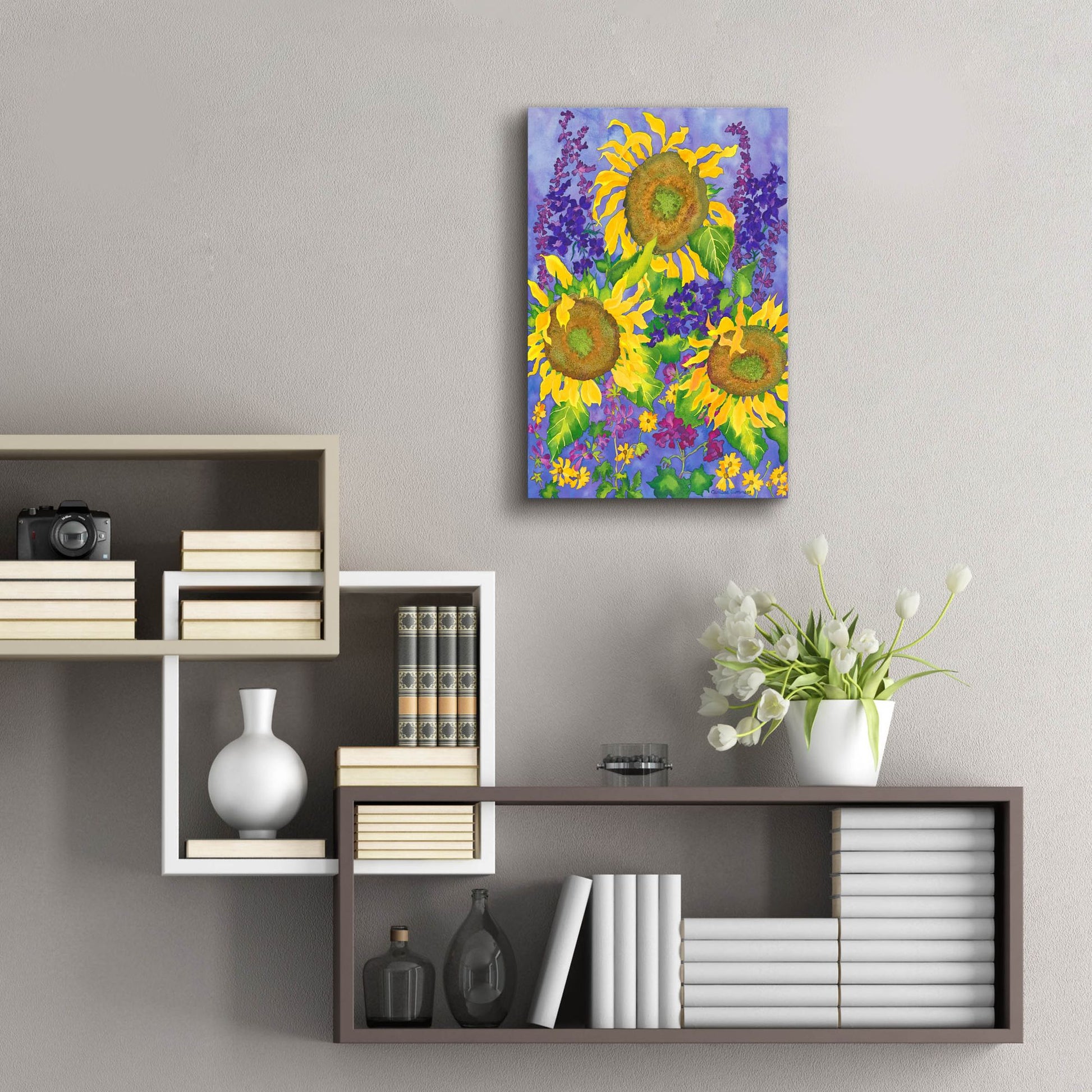 Epic Art 'Sunflower Power' by Carissa Luminess, Acrylic Glass Wall Art,16x24