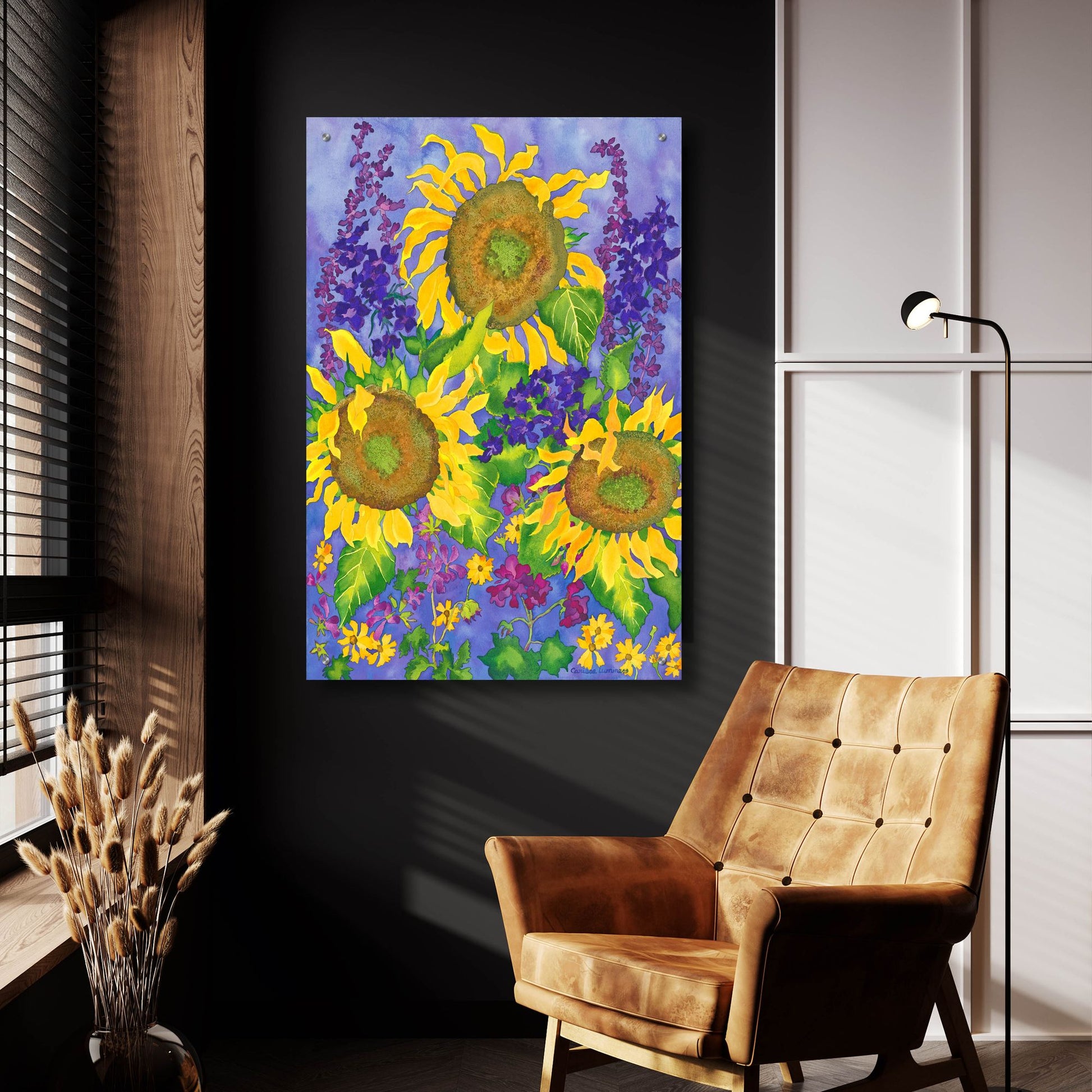 Epic Art 'Sunflower Power' by Carissa Luminess, Acrylic Glass Wall Art,24x36