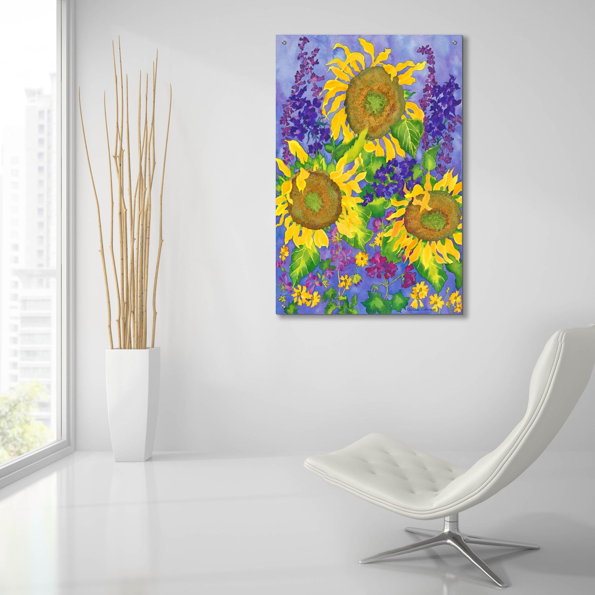 Epic Art 'Sunflower Power' by Carissa Luminess, Acrylic Glass Wall Art,24x36