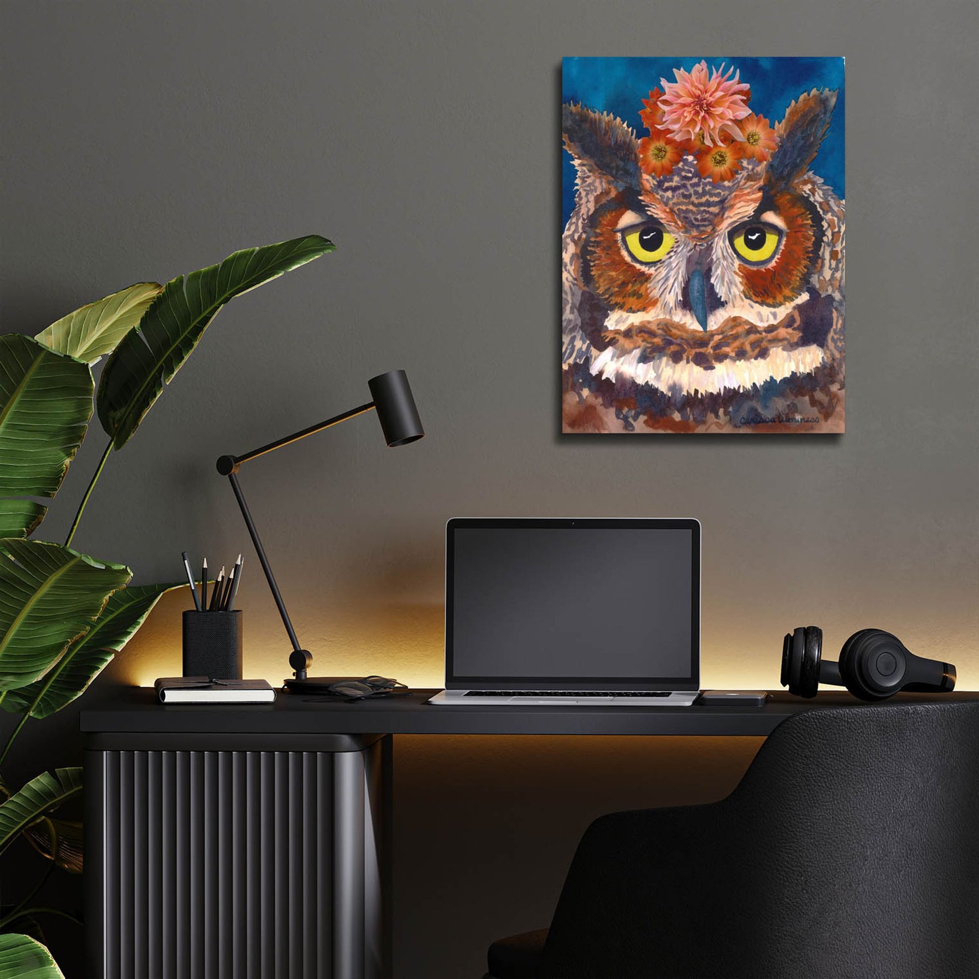 Epic Art 'Great Horned Owl' by Carissa Luminess, Acrylic Glass Wall Art,12x16