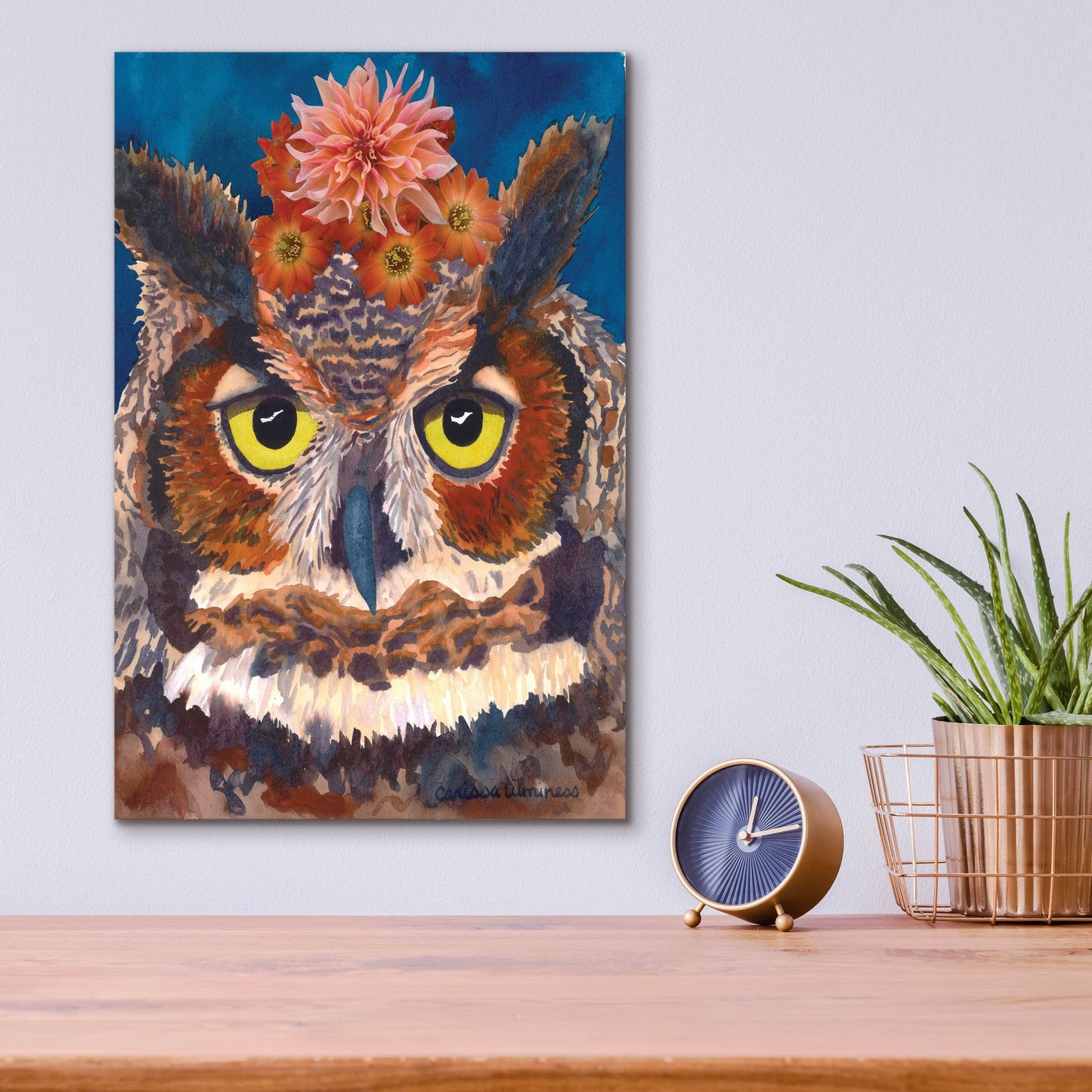 Epic Art 'Great Horned Owl' by Carissa Luminess, Acrylic Glass Wall Art,12x16