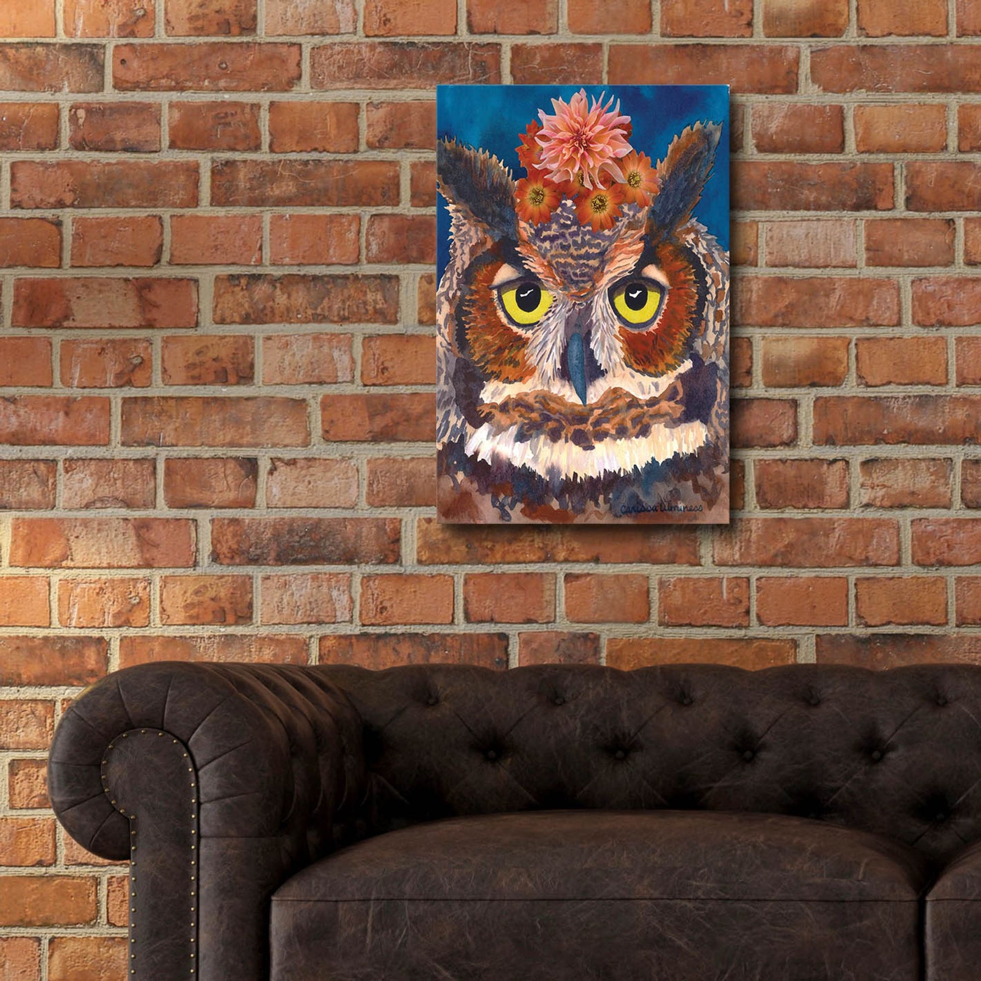 Epic Art 'Great Horned Owl' by Carissa Luminess, Acrylic Glass Wall Art,16x24