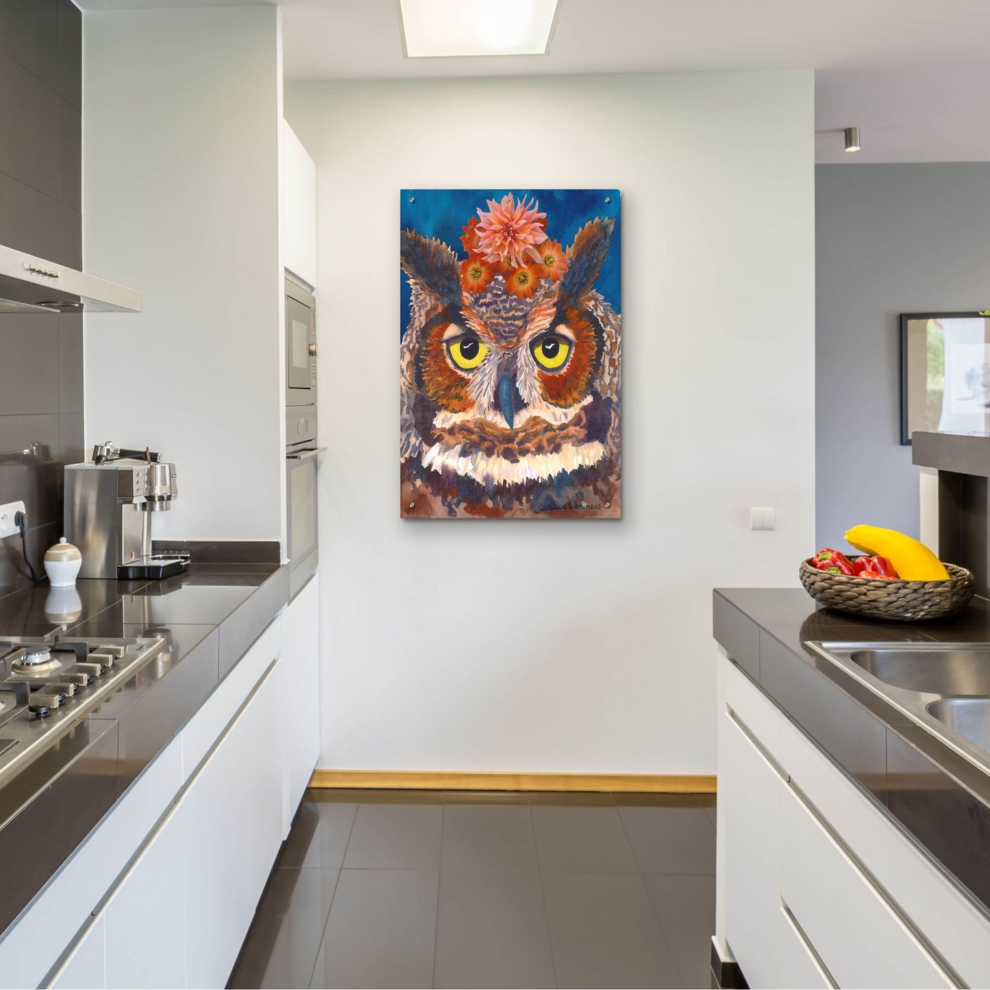 Epic Art 'Great Horned Owl' by Carissa Luminess, Acrylic Glass Wall Art,24x36