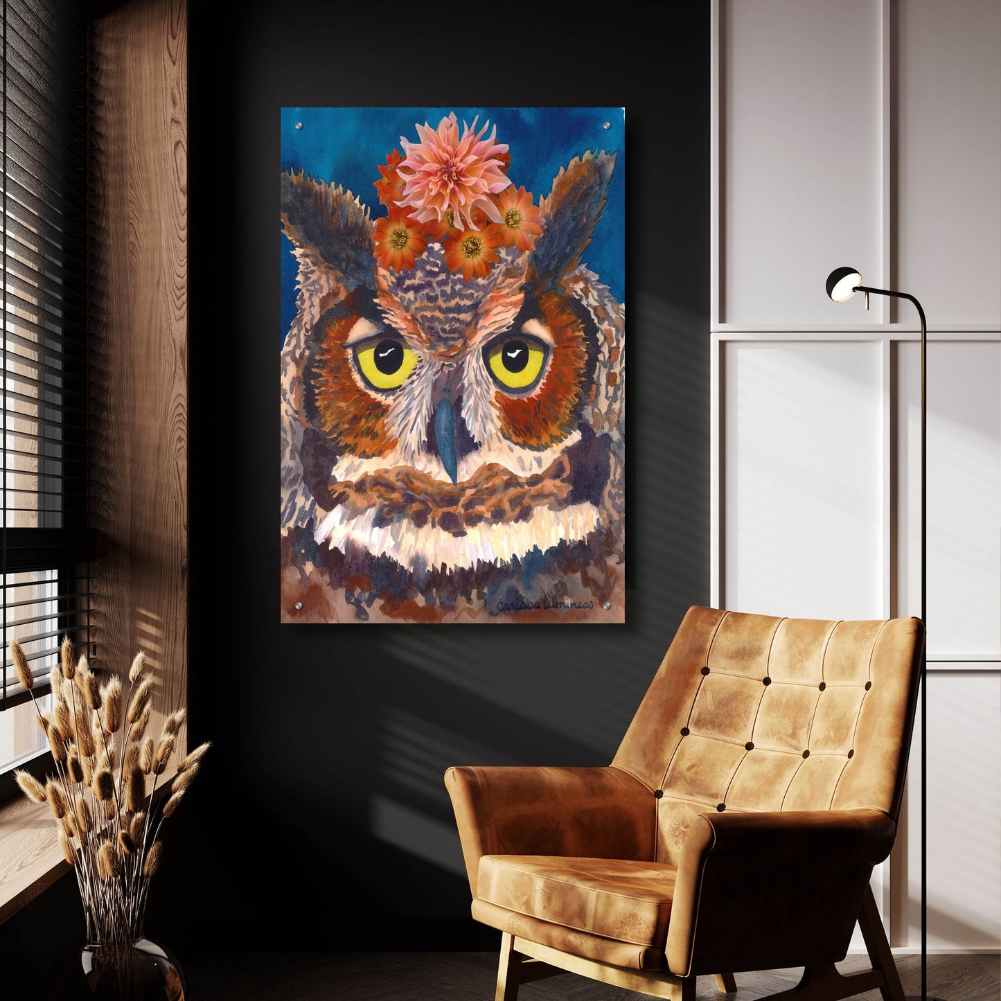 Epic Art 'Great Horned Owl' by Carissa Luminess, Acrylic Glass Wall Art,24x36