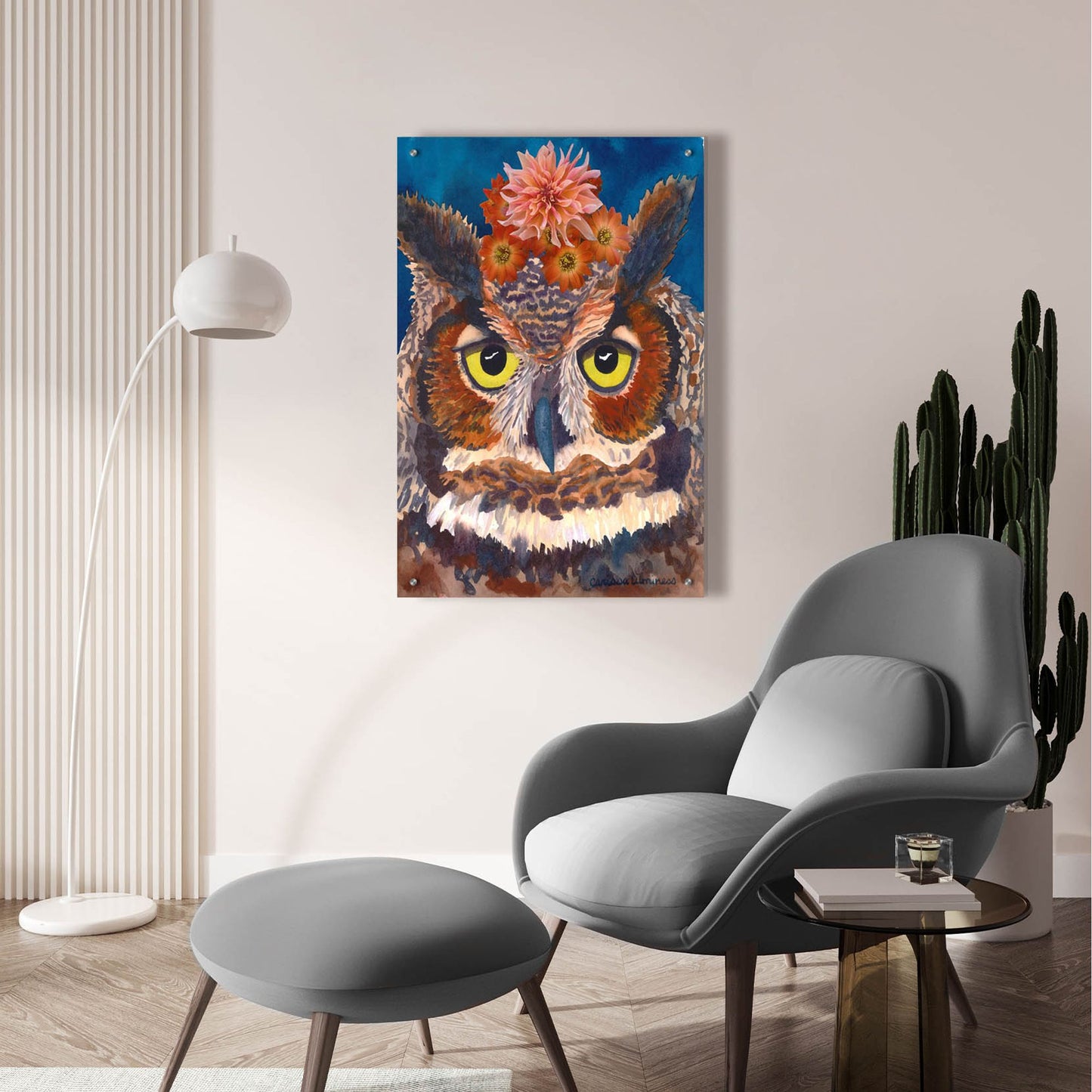 Epic Art 'Great Horned Owl' by Carissa Luminess, Acrylic Glass Wall Art,24x36