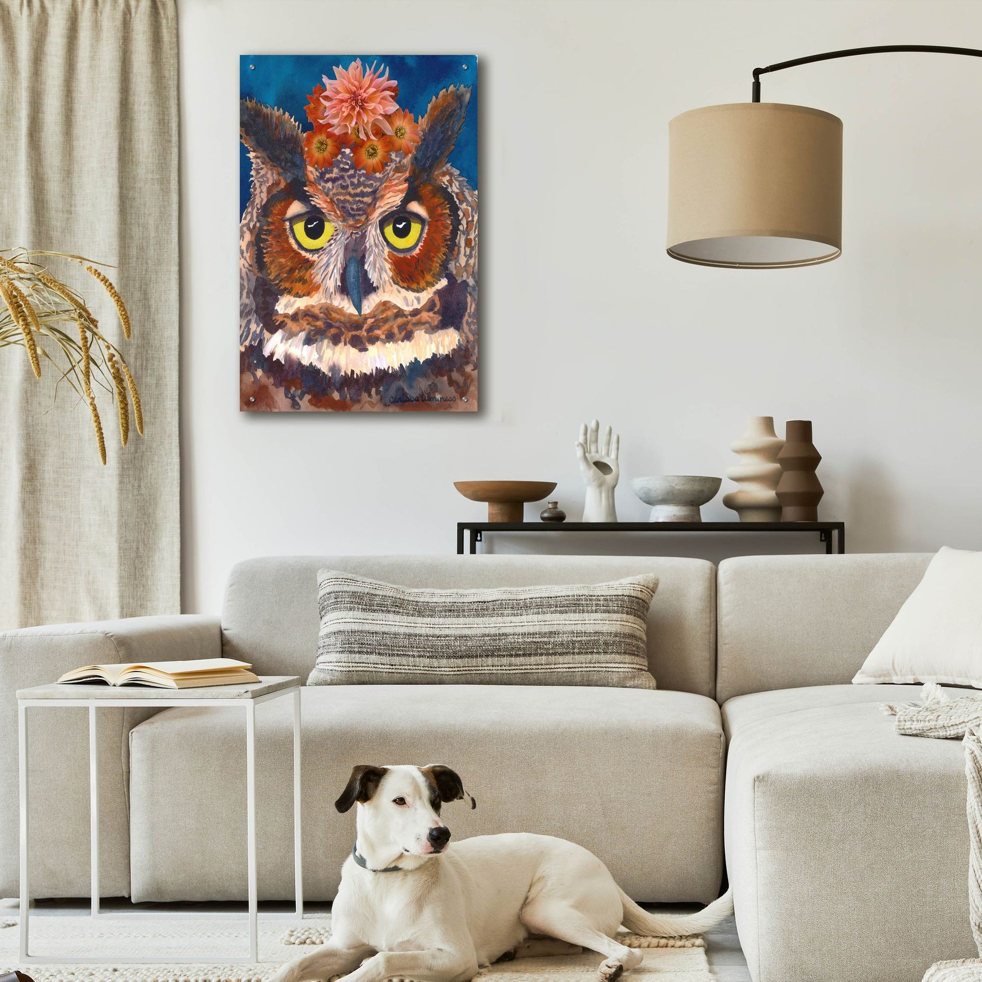 Epic Art 'Great Horned Owl' by Carissa Luminess, Acrylic Glass Wall Art,24x36