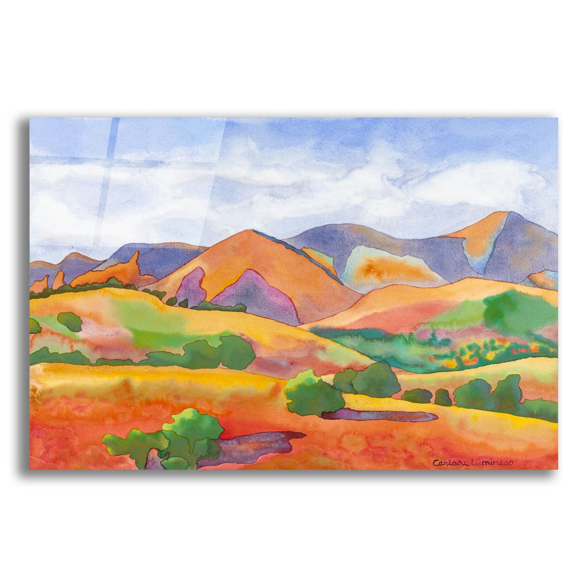 Epic Art 'Golden Hills' by Carissa Luminess, Acrylic Glass Wall Art,16x12