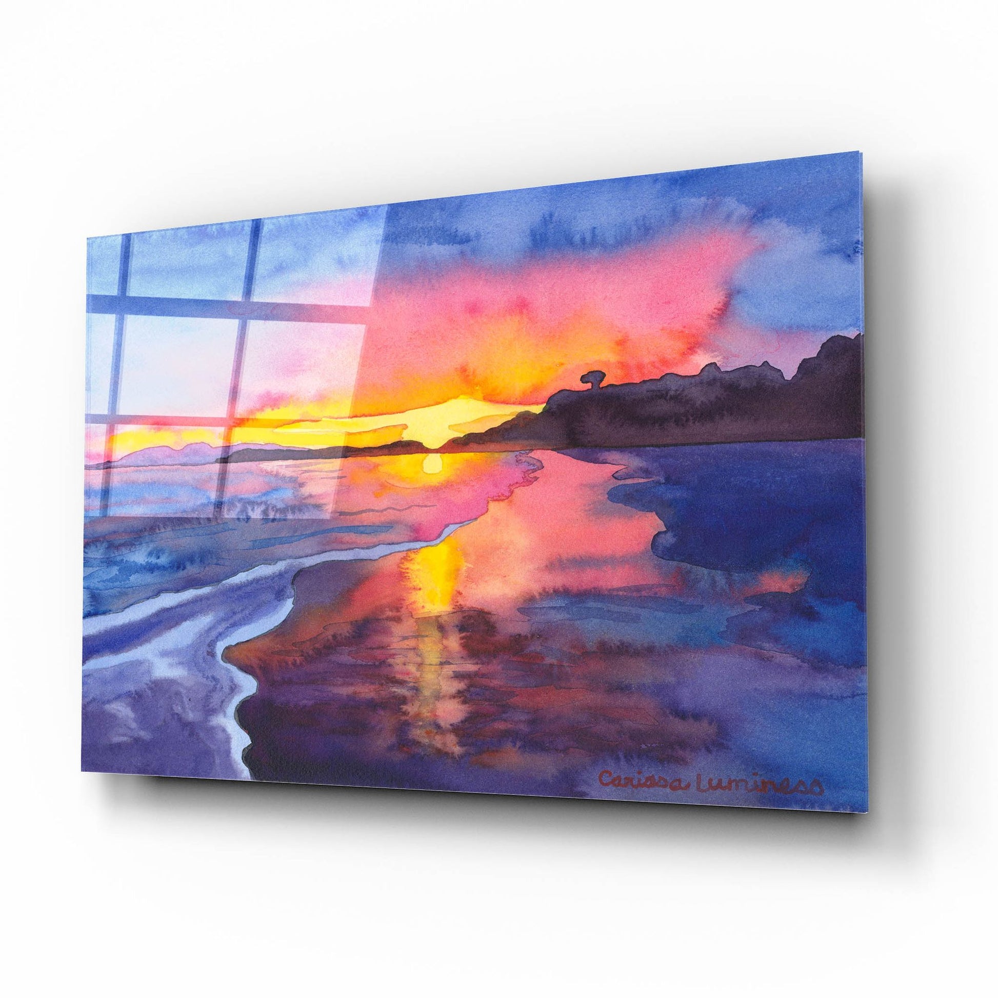 Epic Art 'Abstract Sunset' by Carissa Luminess, Acrylic Glass Wall Art,16x12