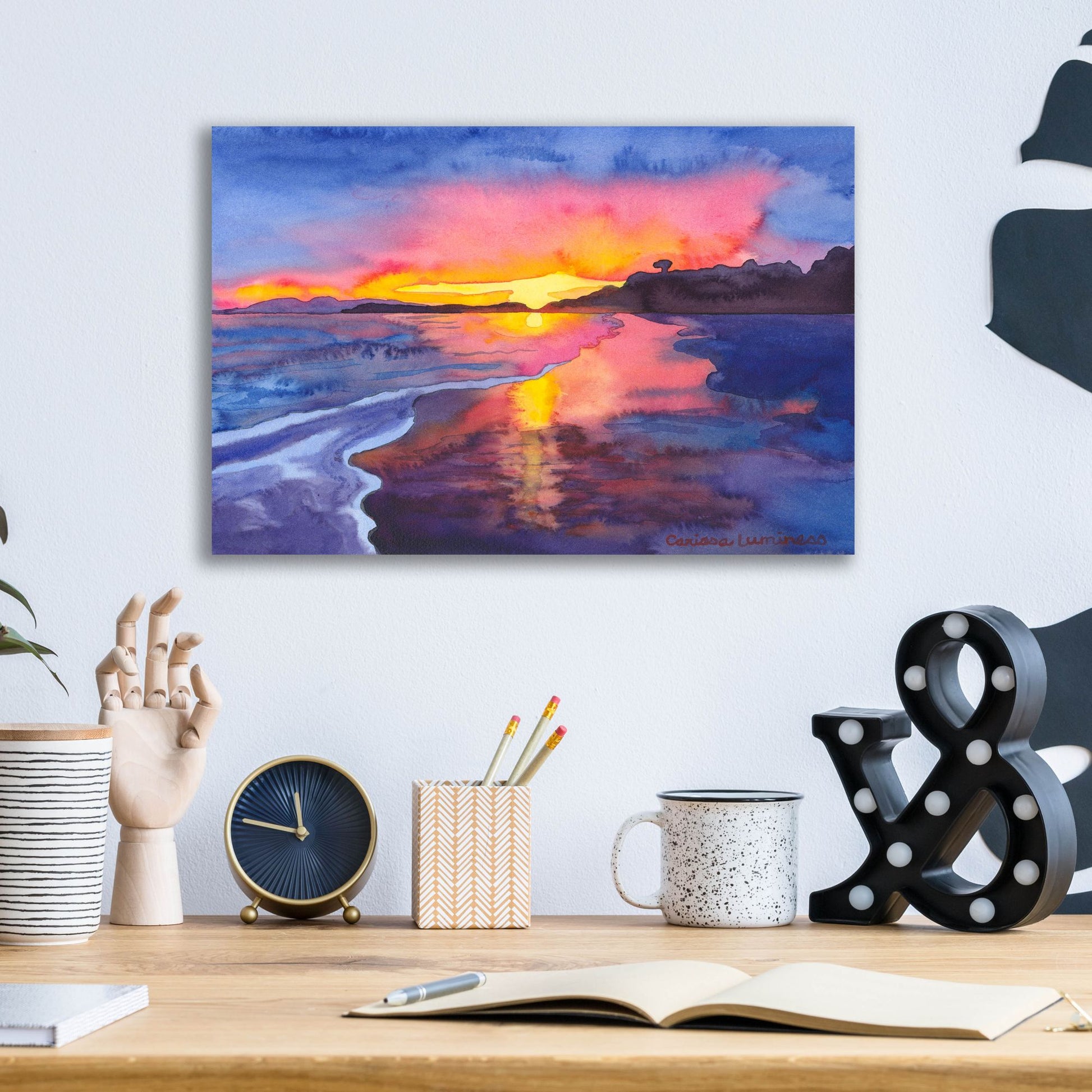 Epic Art 'Abstract Sunset' by Carissa Luminess, Acrylic Glass Wall Art,16x12