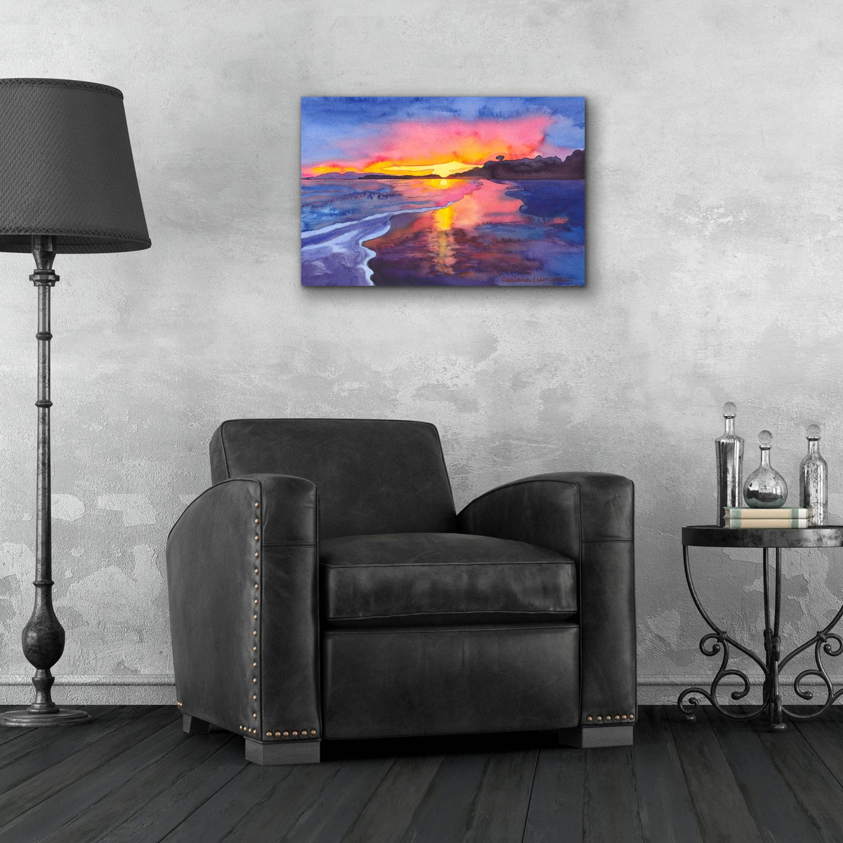 Epic Art 'Abstract Sunset' by Carissa Luminess, Acrylic Glass Wall Art,24x16