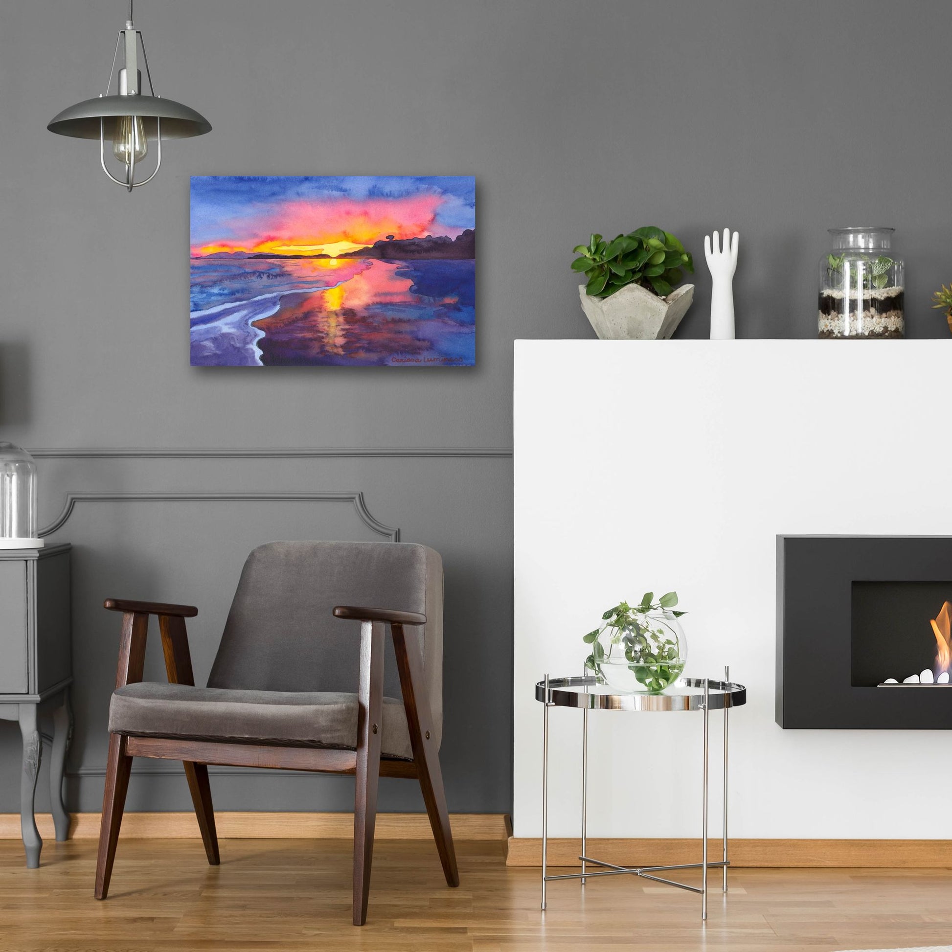 Epic Art 'Abstract Sunset' by Carissa Luminess, Acrylic Glass Wall Art,24x16