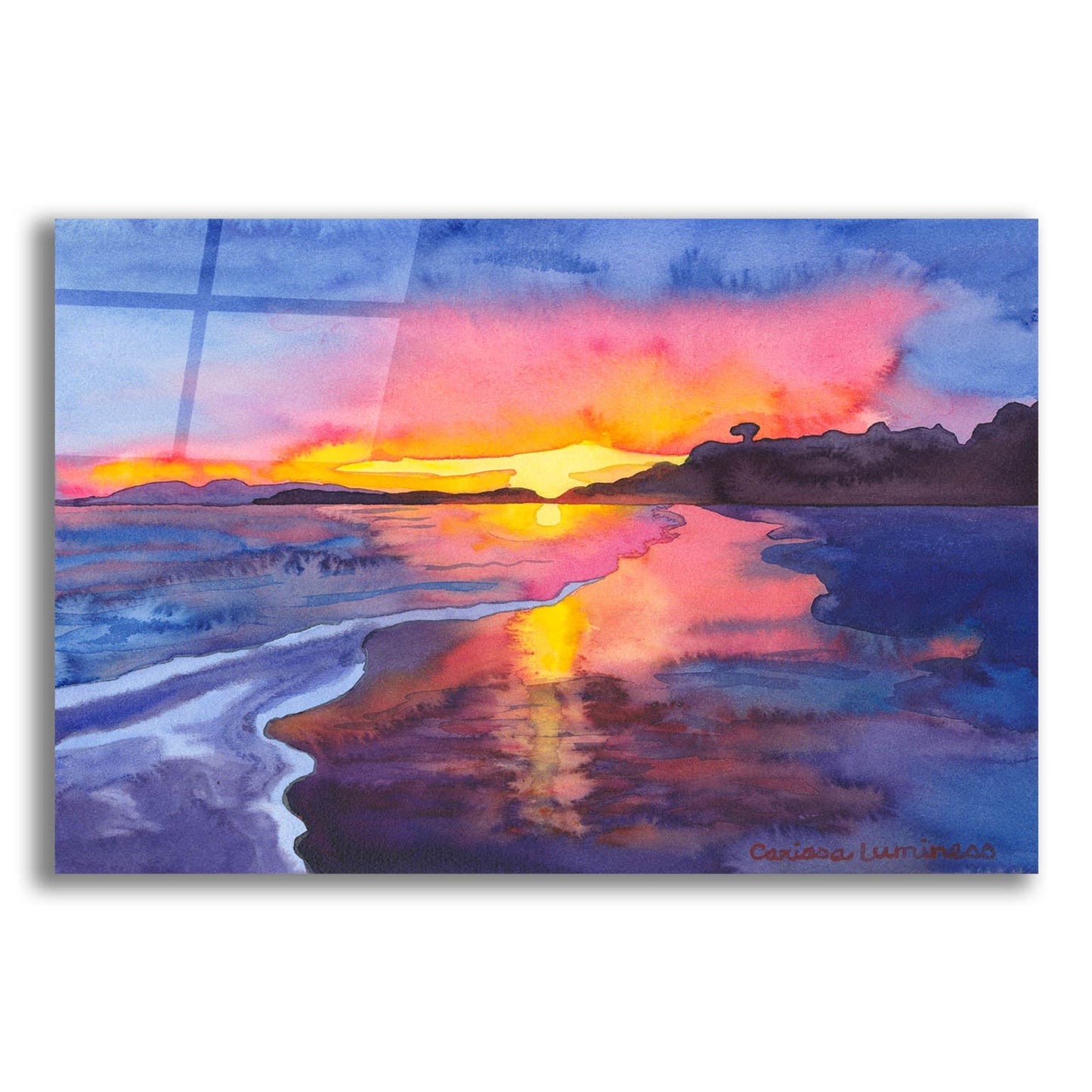 Epic Art 'Abstract Sunset' by Carissa Luminess, Acrylic Glass Wall Art,24x16