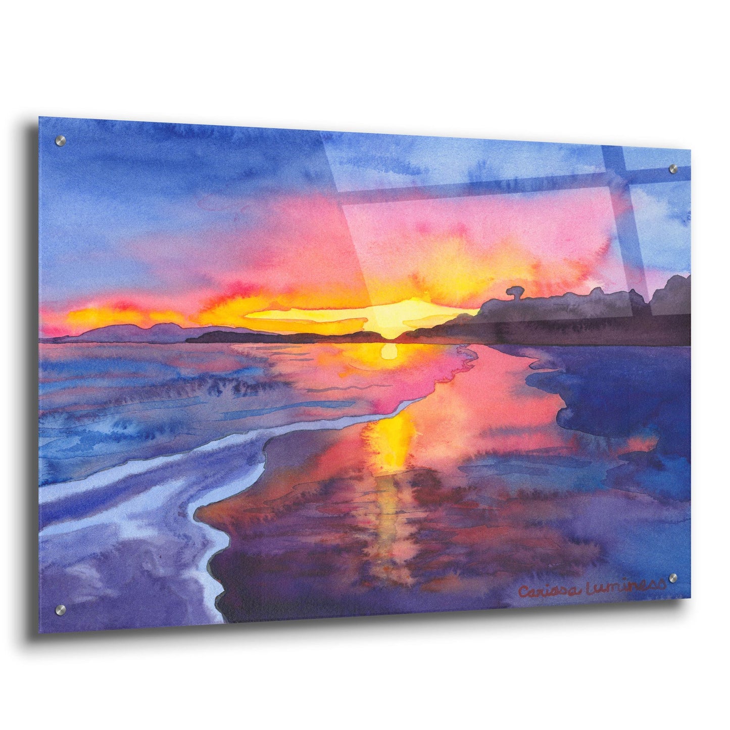 Epic Art 'Abstract Sunset' by Carissa Luminess, Acrylic Glass Wall Art,36x24