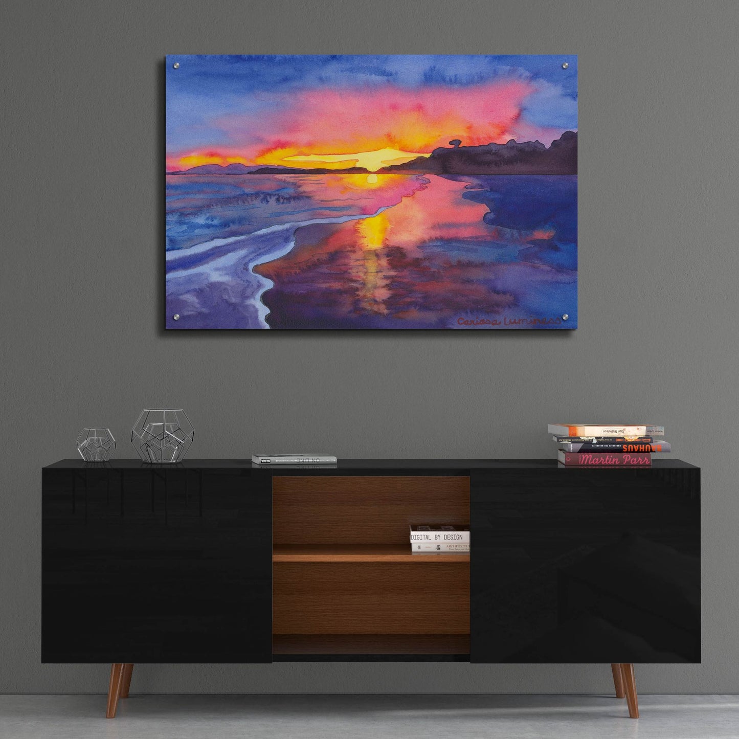 Epic Art 'Abstract Sunset' by Carissa Luminess, Acrylic Glass Wall Art,36x24