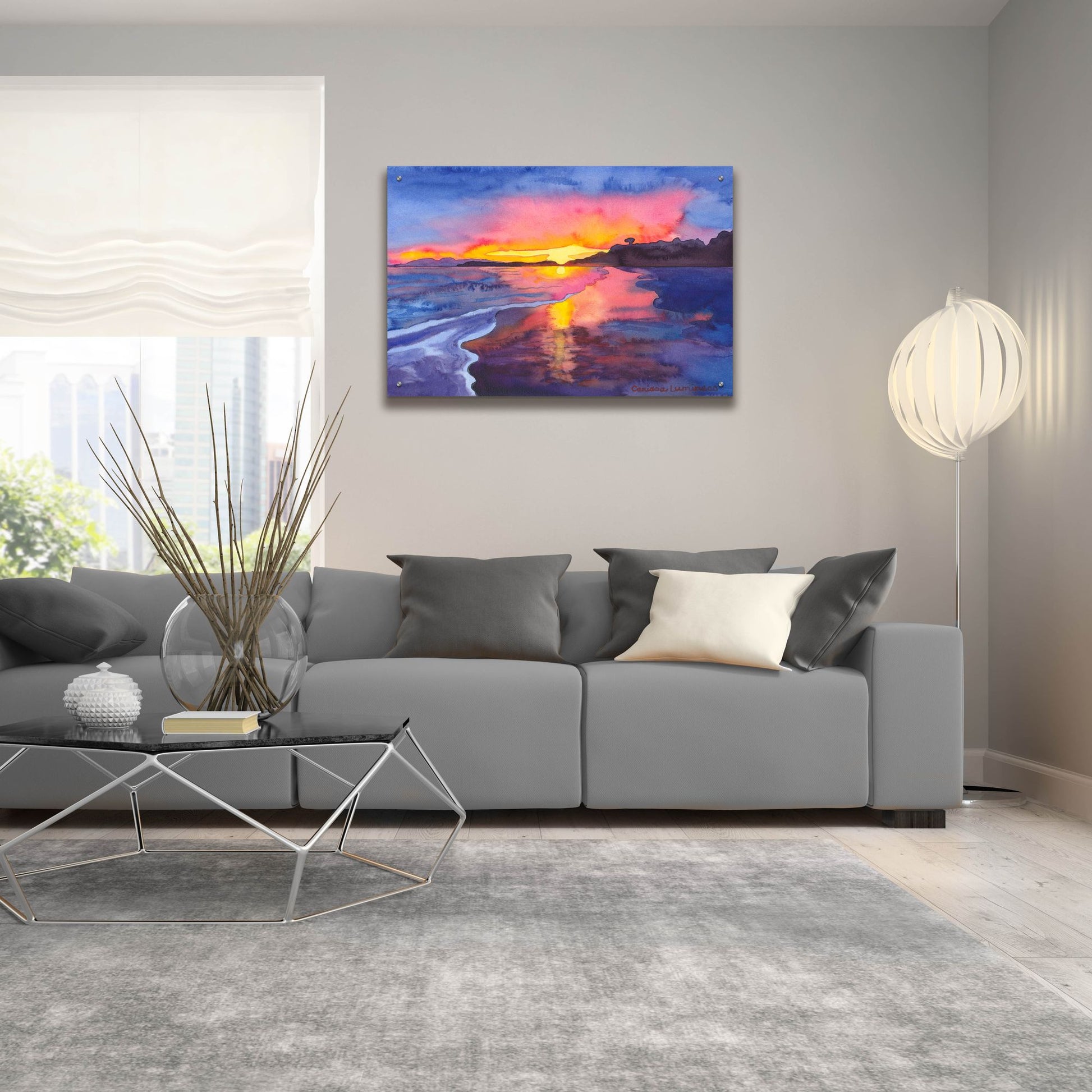 Epic Art 'Abstract Sunset' by Carissa Luminess, Acrylic Glass Wall Art,36x24