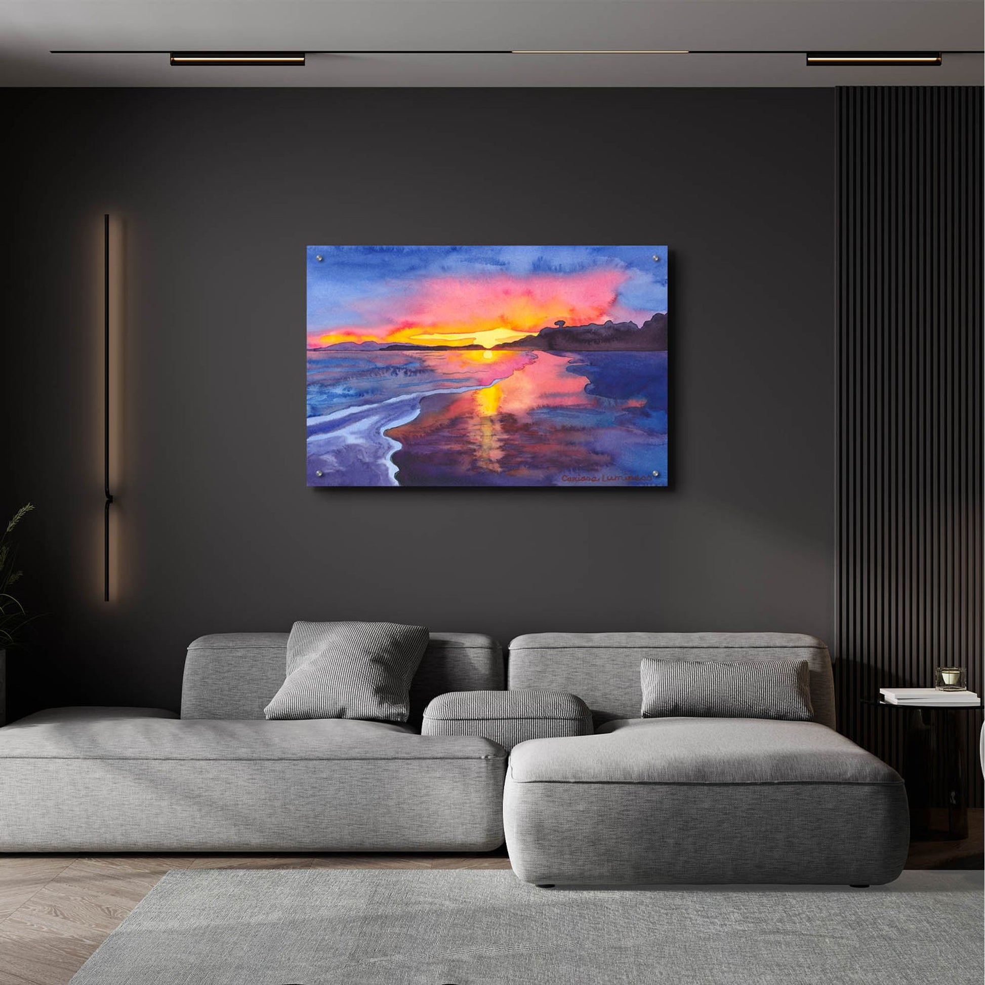 Epic Art 'Abstract Sunset' by Carissa Luminess, Acrylic Glass Wall Art,36x24