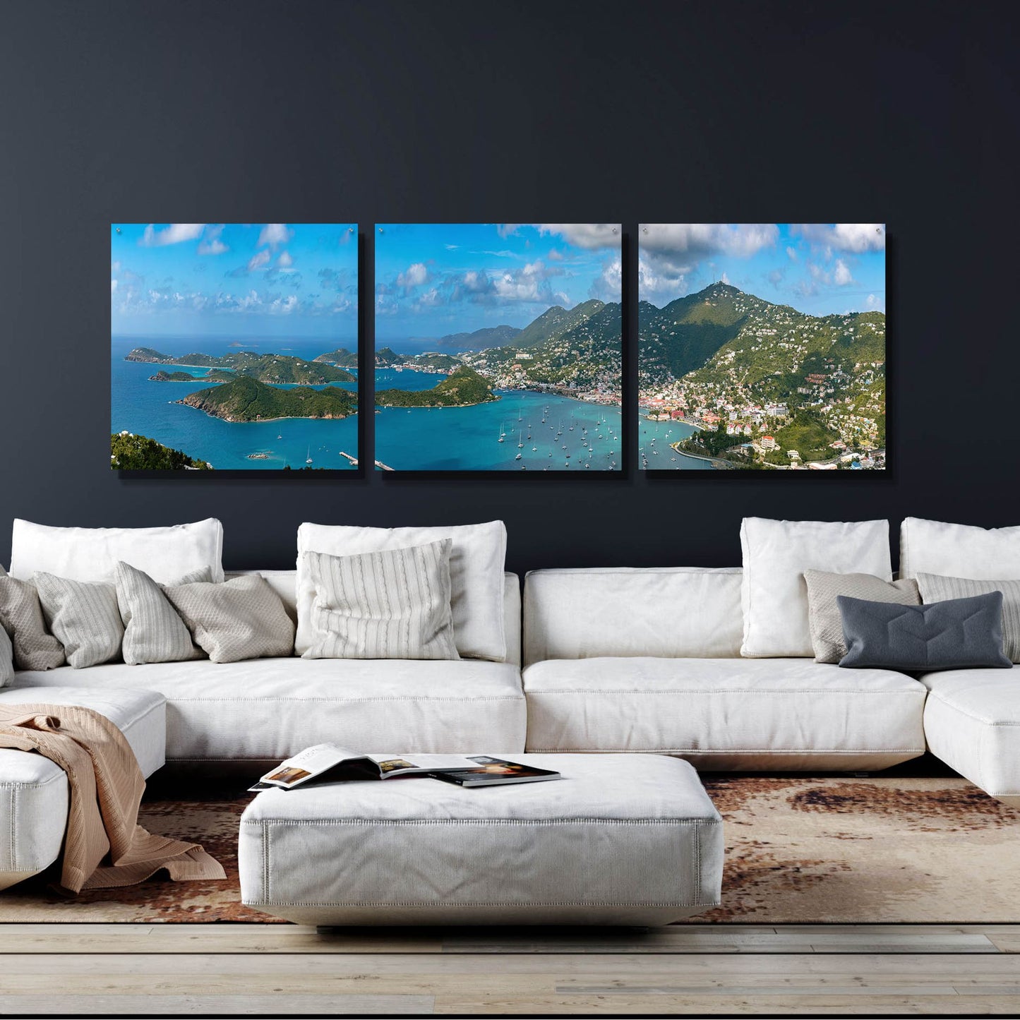 Epic Art 'Saint Thomas US Virgin Islands' by Epic Portfolio, Acrylic Glass Wall Art 3 Piece,108x36