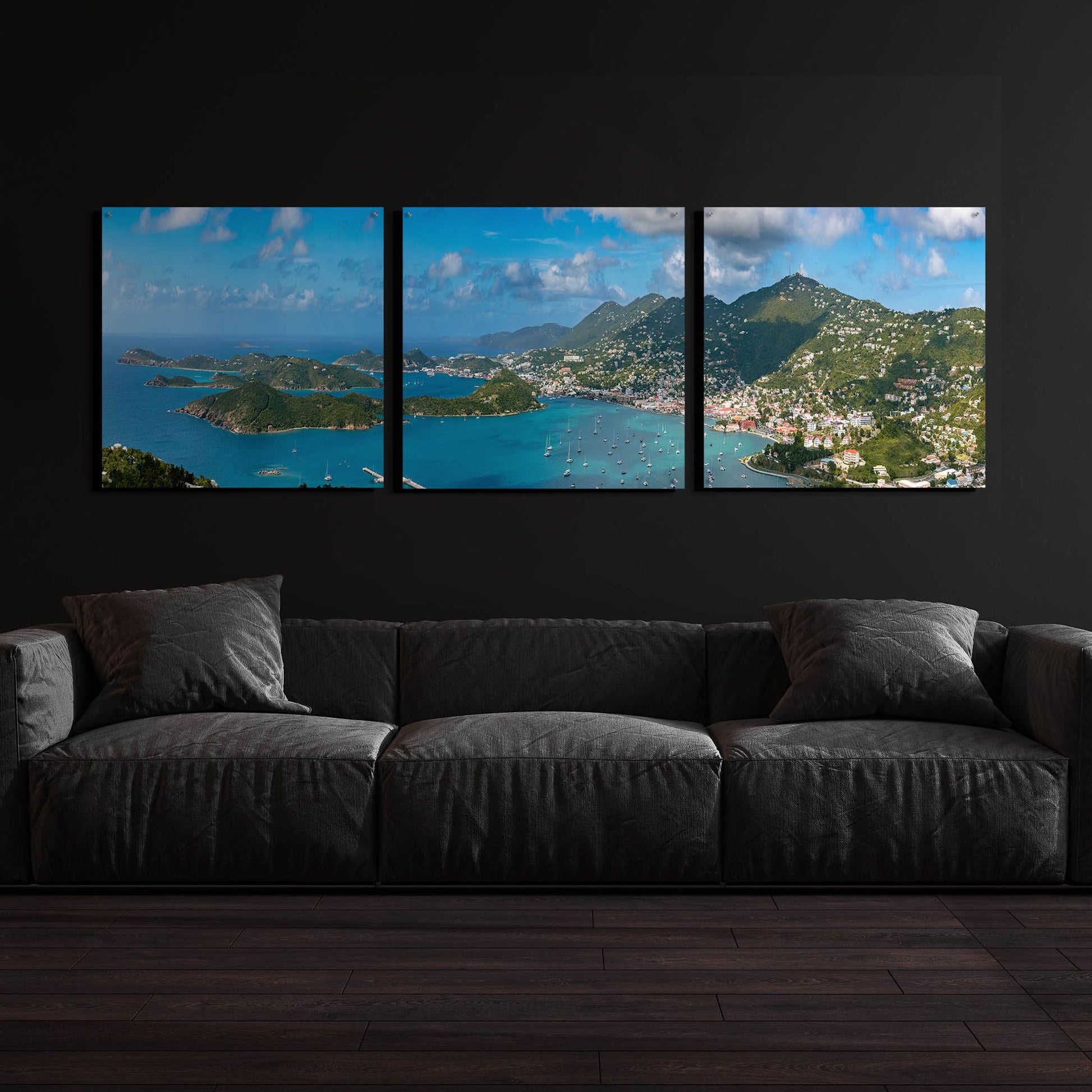 Epic Art 'Saint Thomas US Virgin Islands' by Epic Portfolio, Acrylic Glass Wall Art 3 Piece,108x36