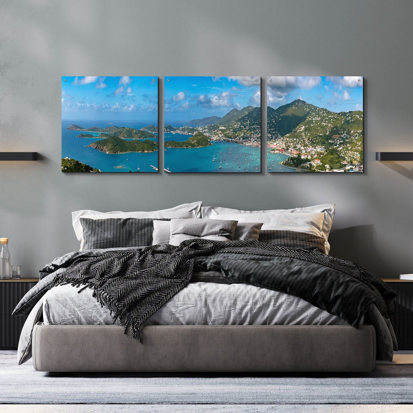 Epic Art 'Saint Thomas US Virgin Islands' by Epic Portfolio, Acrylic Glass Wall Art 3 Piece,72x24