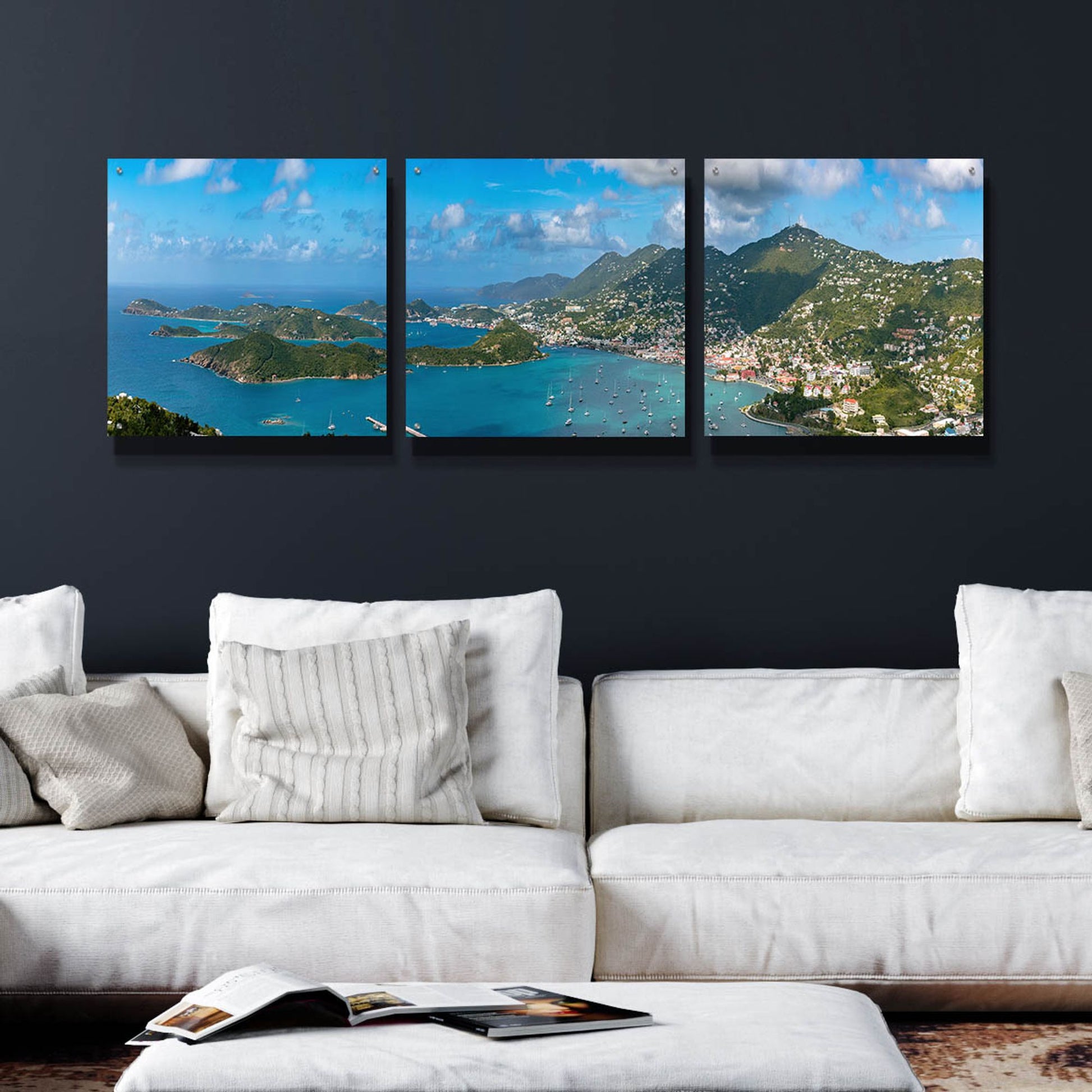 Epic Art 'Saint Thomas US Virgin Islands' by Epic Portfolio, Acrylic Glass Wall Art 3 Piece,72x24