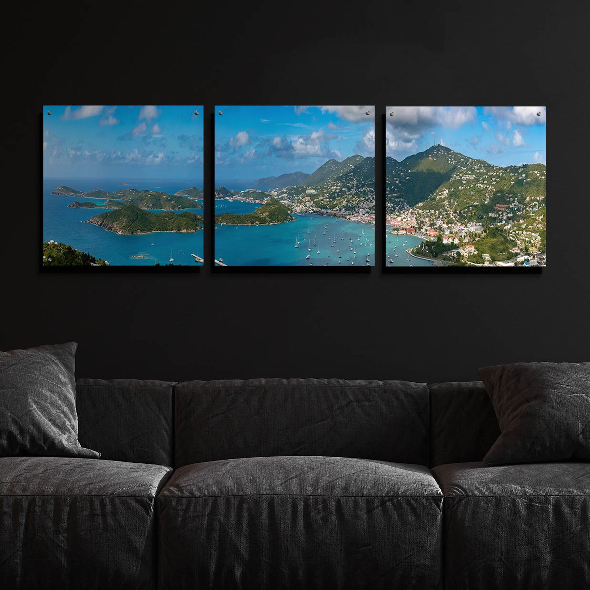 Epic Art 'Saint Thomas US Virgin Islands' by Epic Portfolio, Acrylic Glass Wall Art 3 Piece,72x24