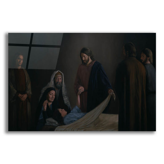 Epic Art 'Jesus Raising The Daughter Of Jairus' by David Lindsley, Acrylic Glass Wall Art