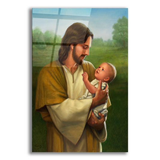 Epic Art 'Jesus And Baby' by David Lindsley, Acrylic Glass Wall Art