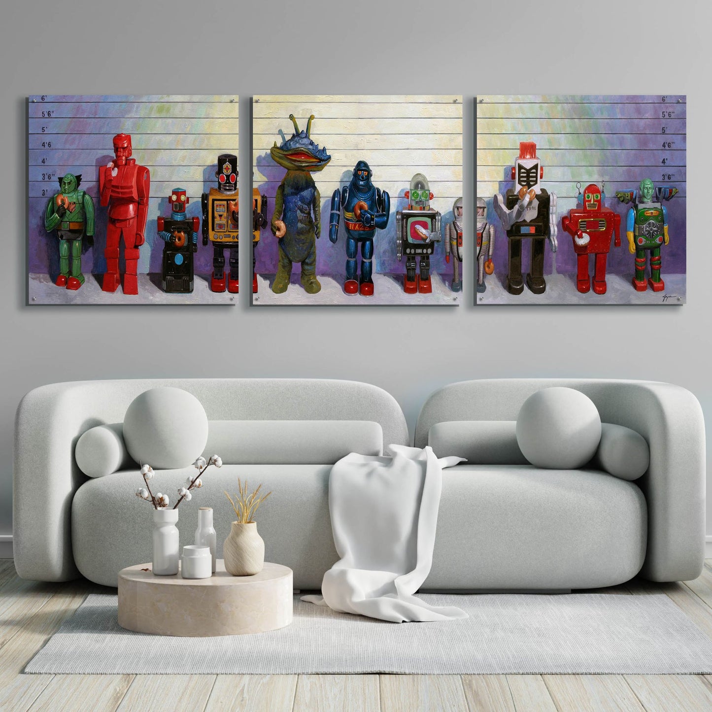 Epic Art 'Line-Up' by Eric Joyner, Acrylic Glass Wall Art, 3 Piece Set,108x36