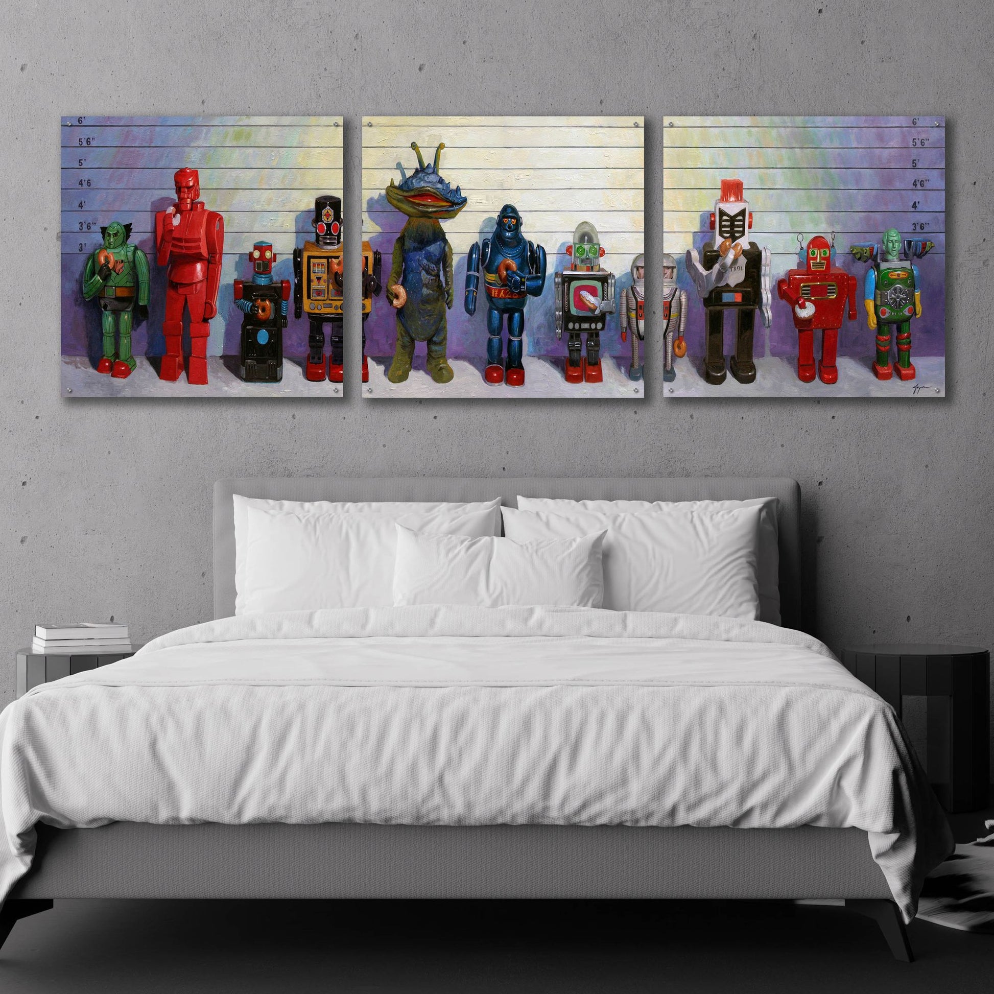 Epic Art 'Line-Up' by Eric Joyner, Acrylic Glass Wall Art, 3 Piece Set,108x36