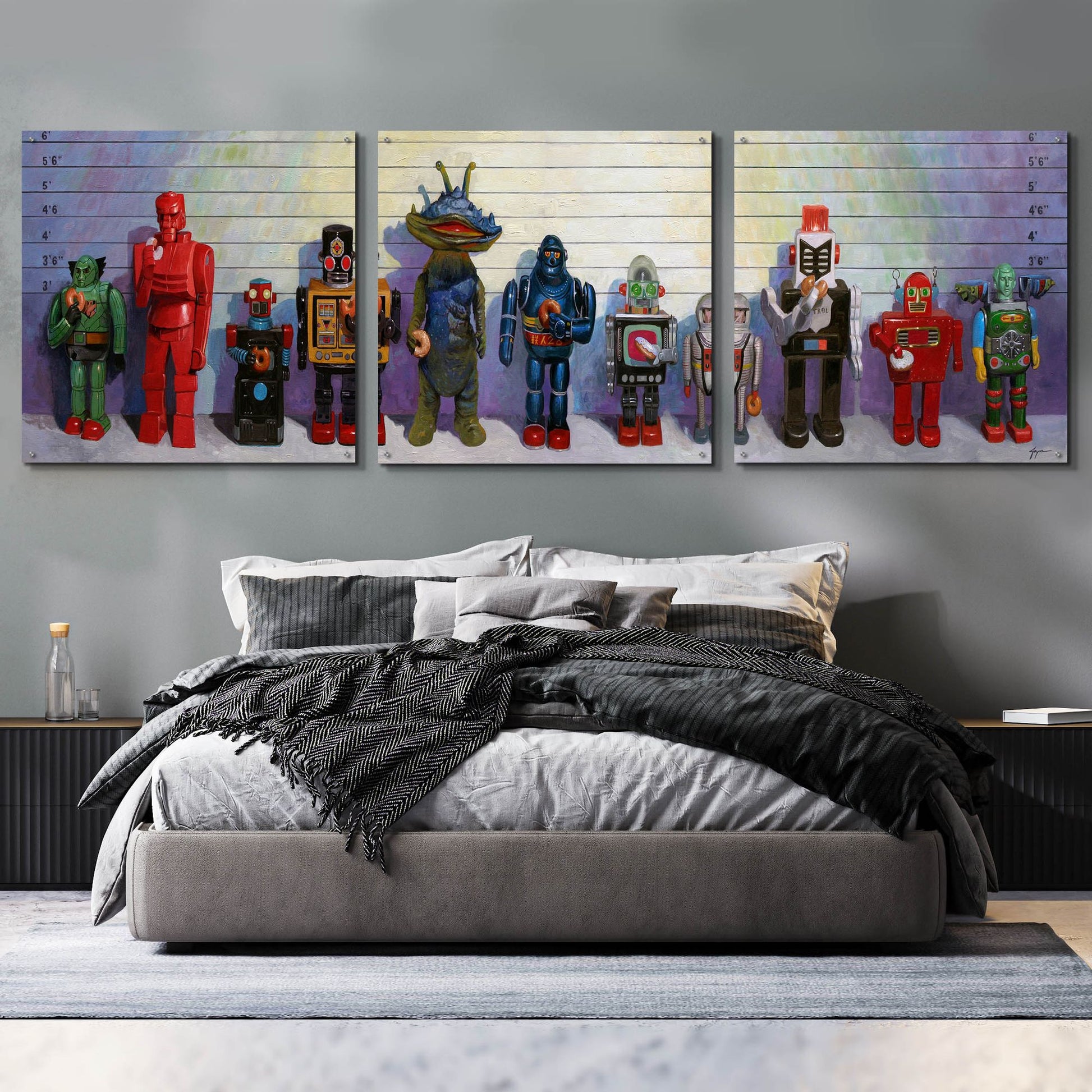 Epic Art 'Line-Up' by Eric Joyner, Acrylic Glass Wall Art, 3 Piece Set,108x36