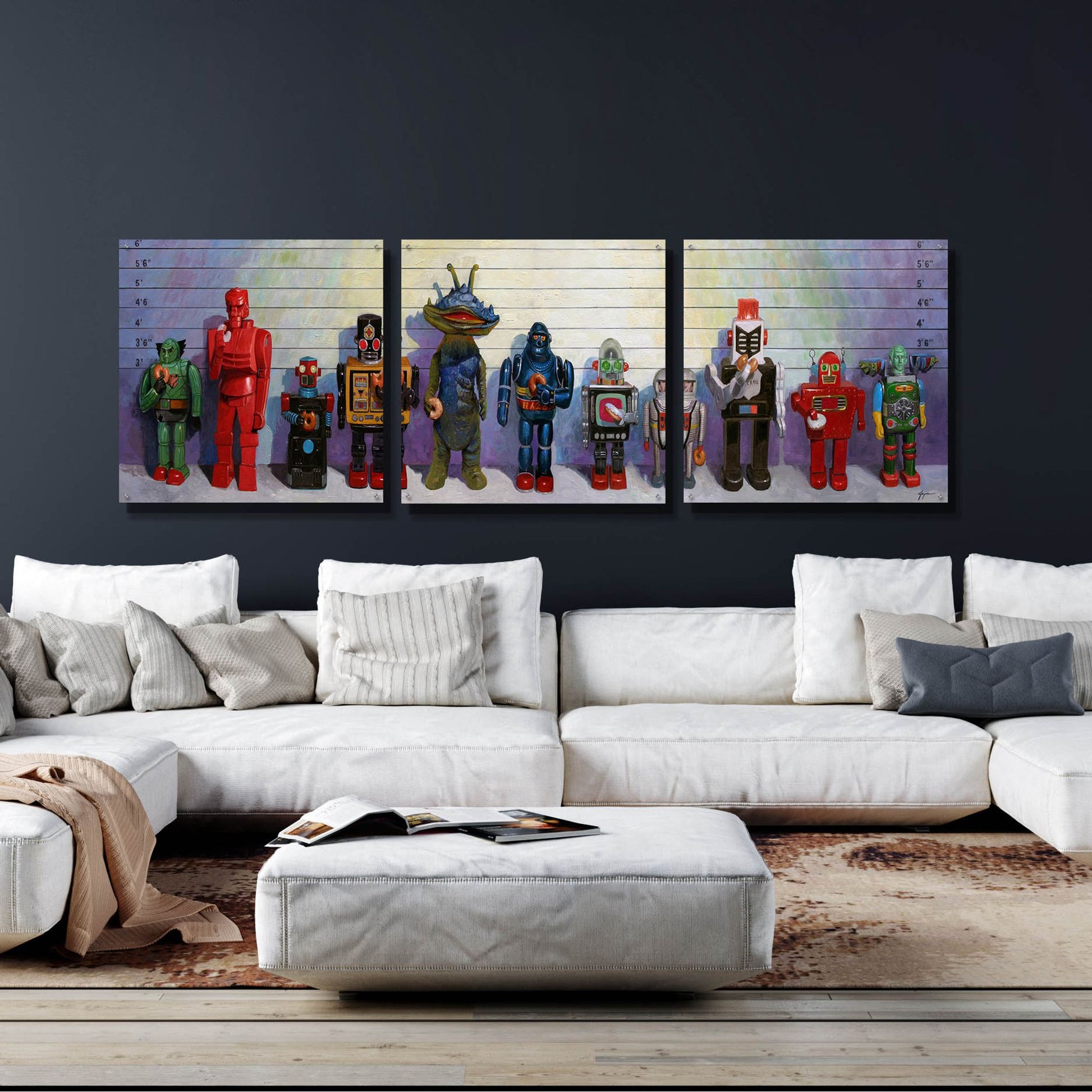 Epic Art 'Line-Up' by Eric Joyner, Acrylic Glass Wall Art, 3 Piece Set,108x36