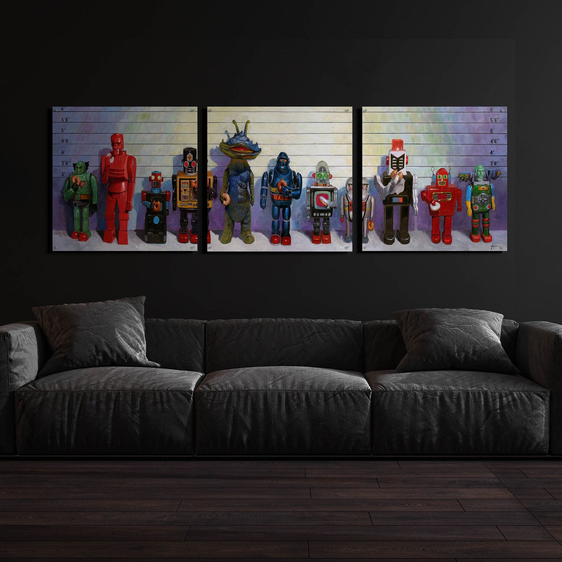 Epic Art 'Line-Up' by Eric Joyner, Acrylic Glass Wall Art, 3 Piece Set,108x36