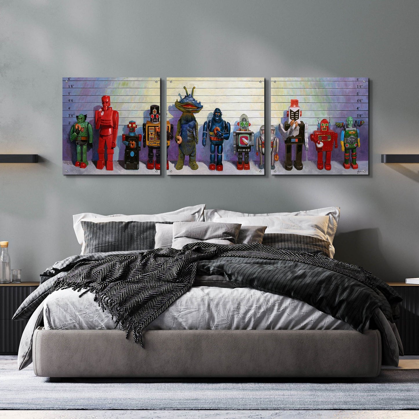 Epic Art 'Line-Up' by Eric Joyner, Acrylic Glass Wall Art, 3 Piece Set,72x24