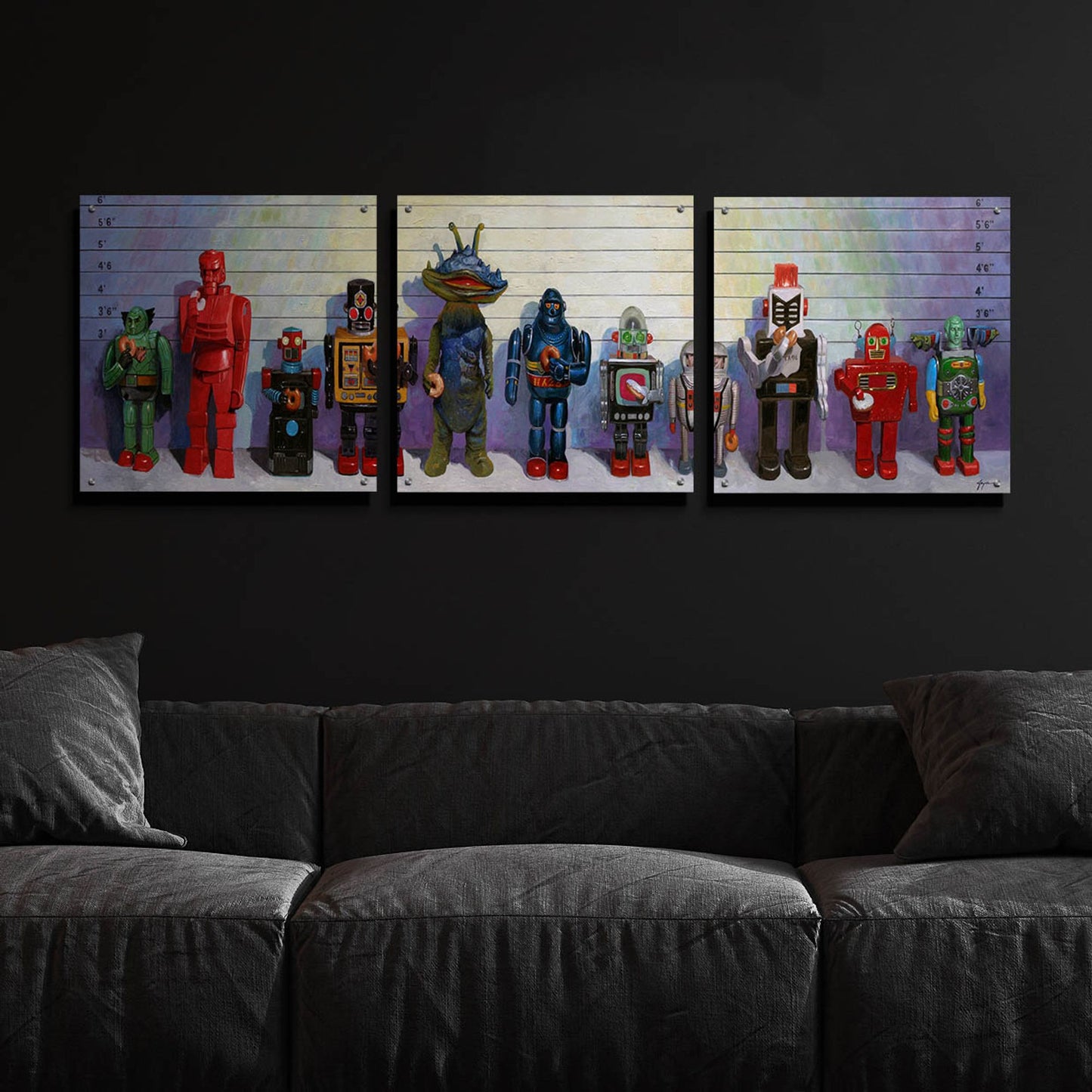 Epic Art 'Line-Up' by Eric Joyner, Acrylic Glass Wall Art, 3 Piece Set,72x24