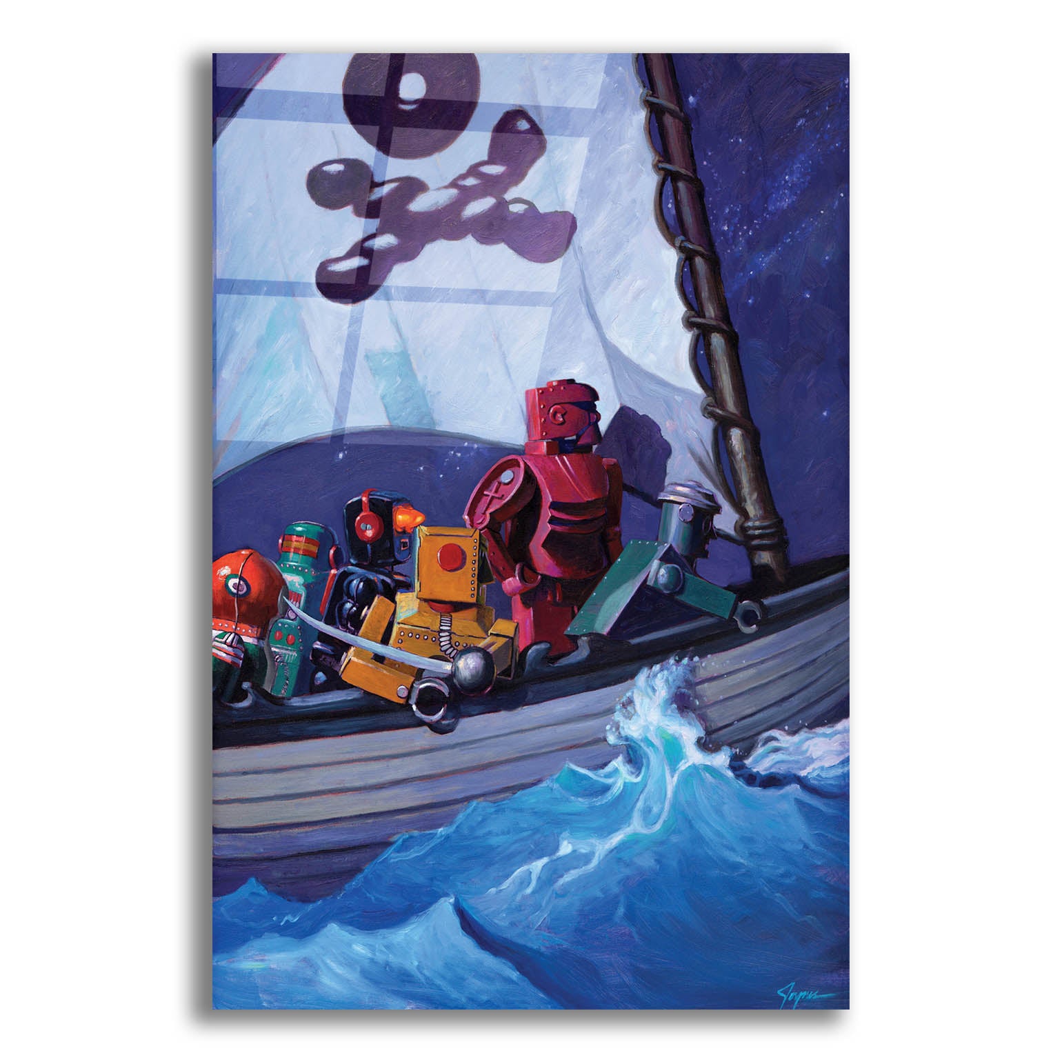 Epic Art 'Robo Pirates CMYK' by Eric Joyner, Acrylic Glass Wall Art,12x16