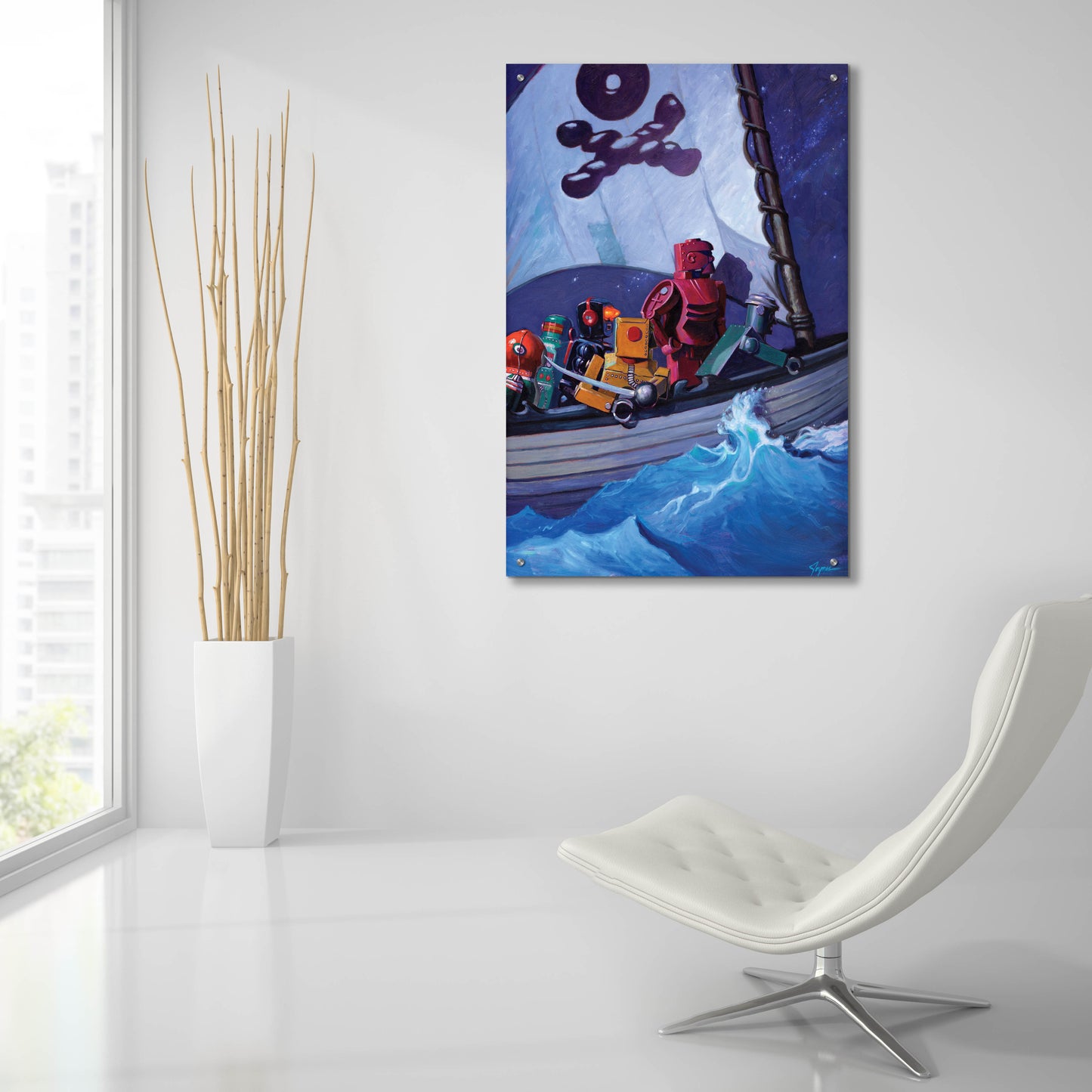 Epic Art 'Robo Pirates CMYK' by Eric Joyner, Acrylic Glass Wall Art,24x36