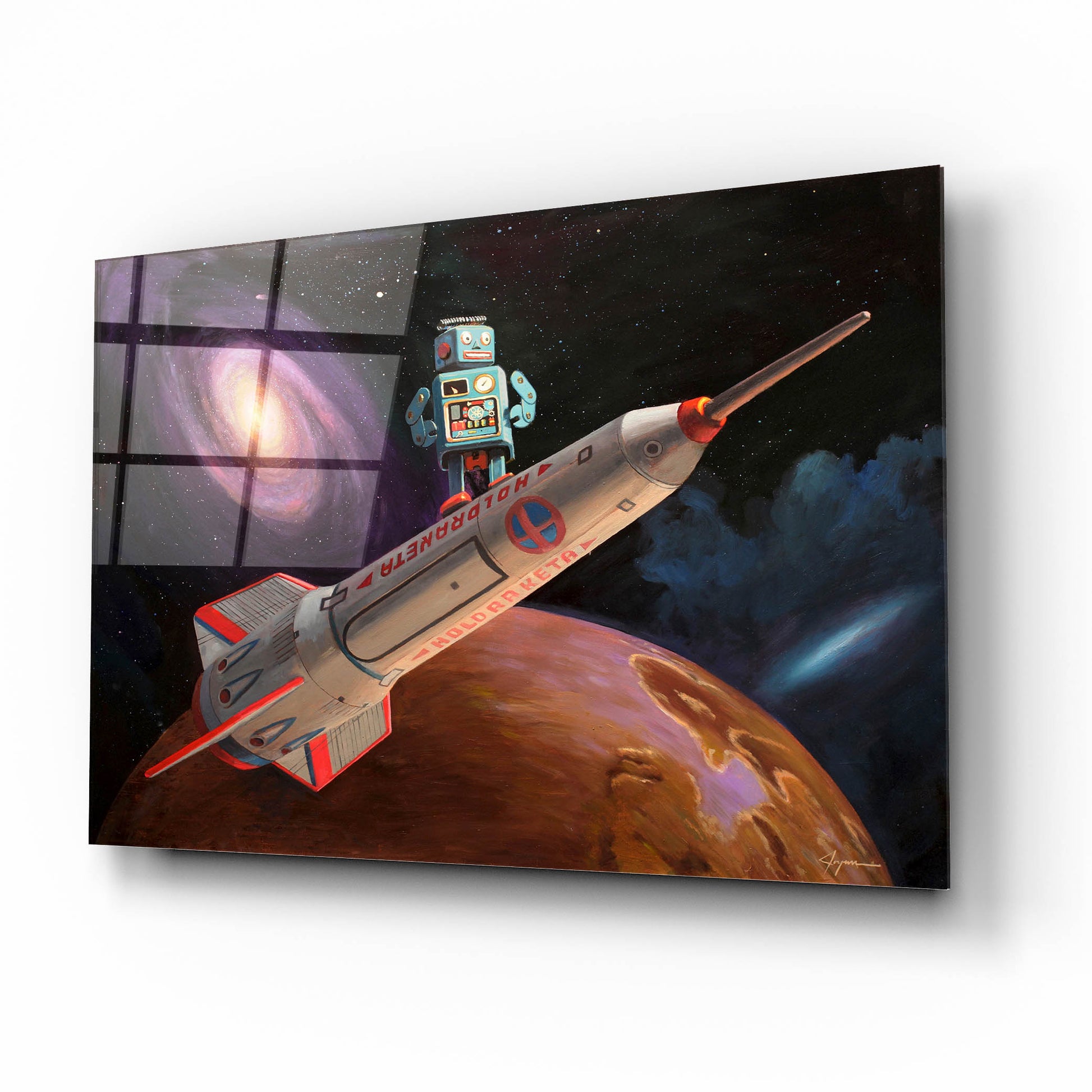 Epic Art 'Rocket Surfer' by Eric Joyner, Acrylic Glass Wall Art,16x12