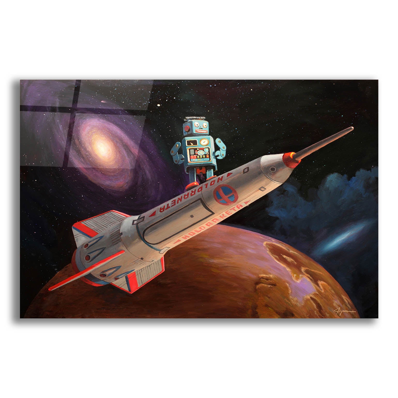 Epic Art 'Rocket Surfer' by Eric Joyner, Acrylic Glass Wall Art,16x12