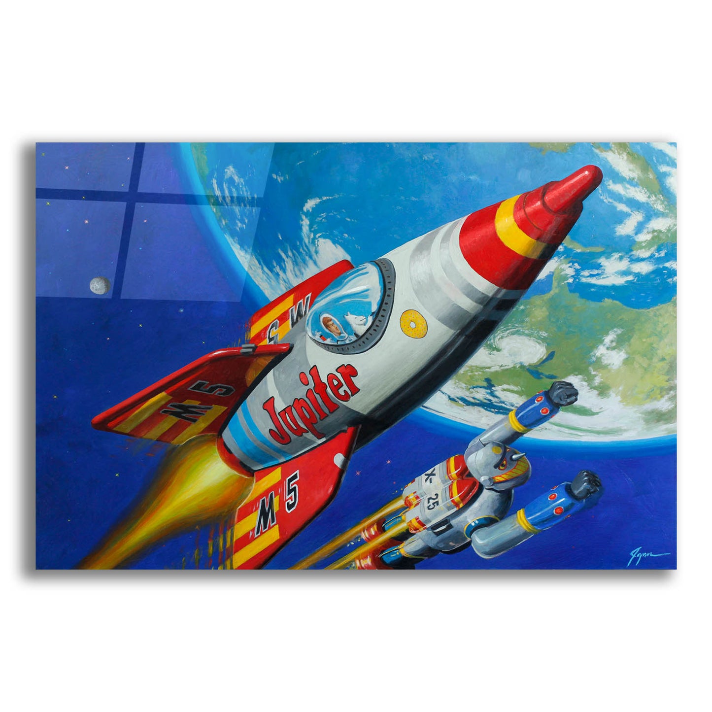 Epic Art 'Space Patrol 2' by Eric Joyner, Acrylic Glass Wall Art,16x12