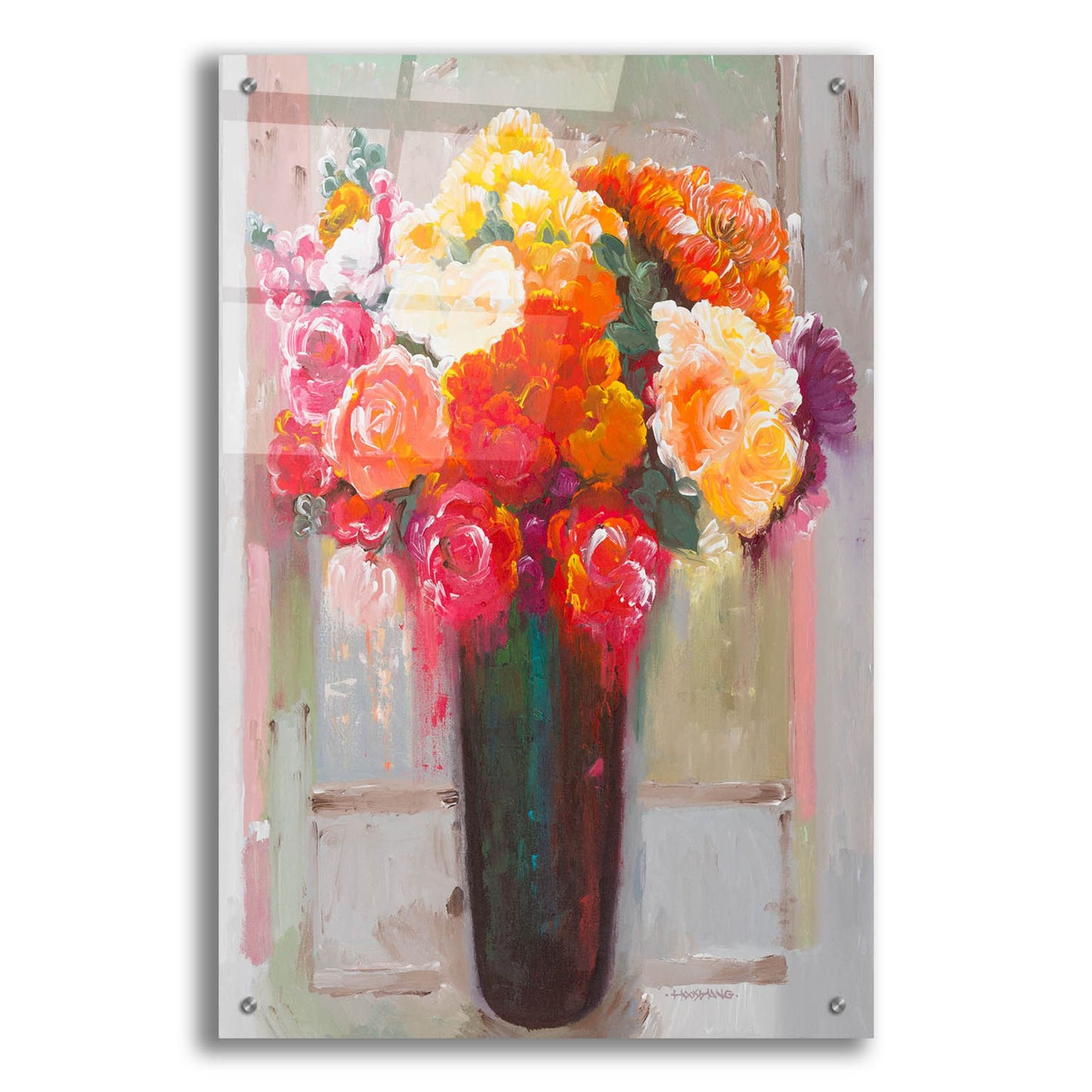 Epic Art 'Flowers at the Window' by Hooshang Khorasani, Acrylic Glass Wall Art