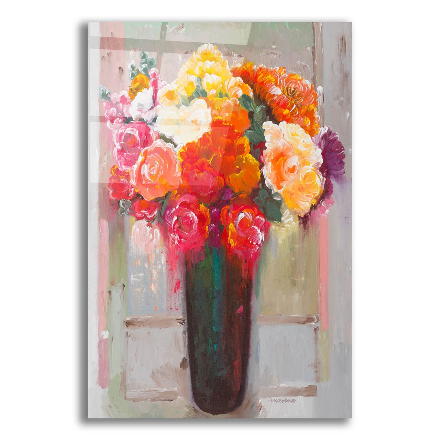 Epic Art 'Flowers at the Window' by Hooshang Khorasani, Acrylic Glass Wall Art