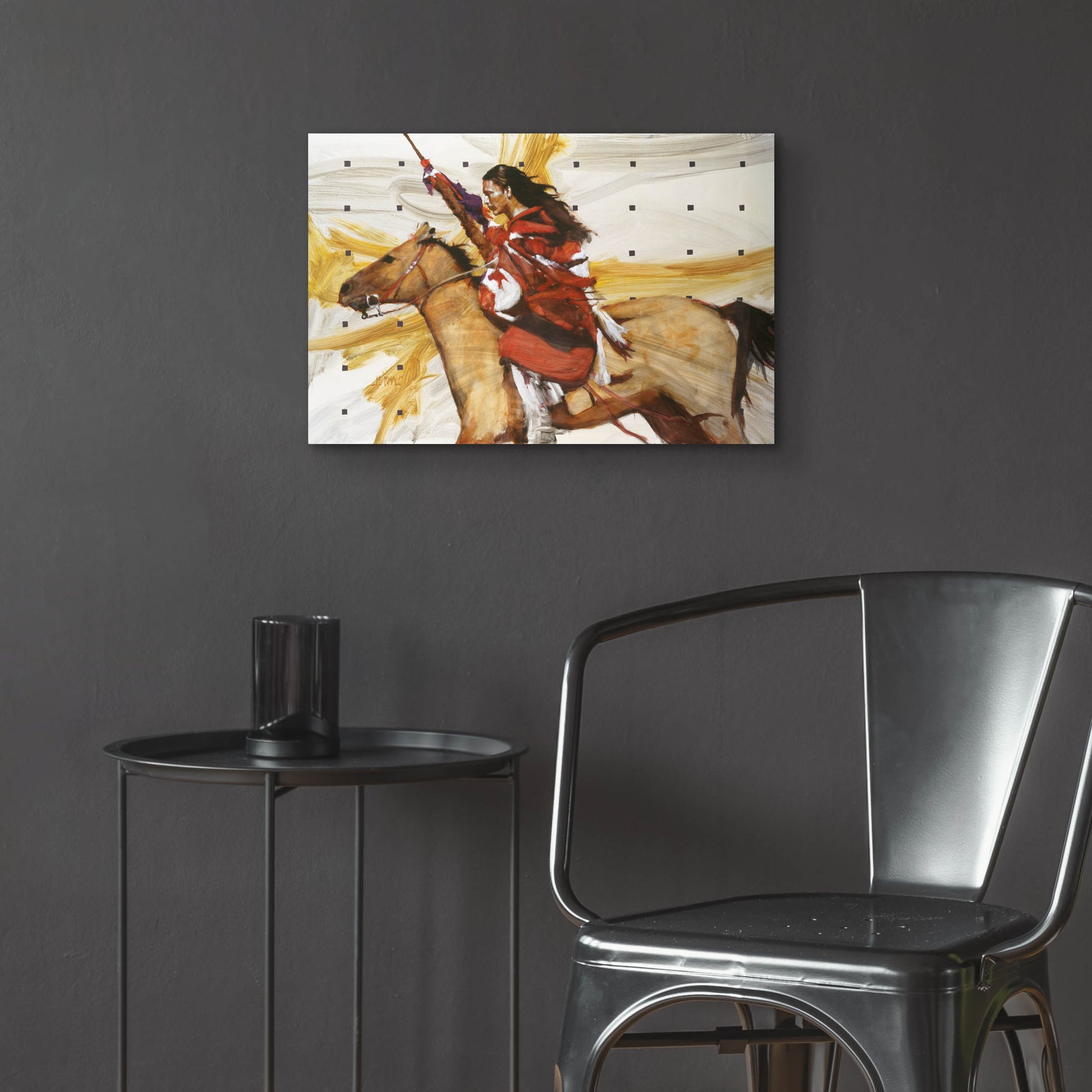 Epic Art 'Indian On Horseback' by J. E. Knauf, Acrylic Glass Wall Art,24x16