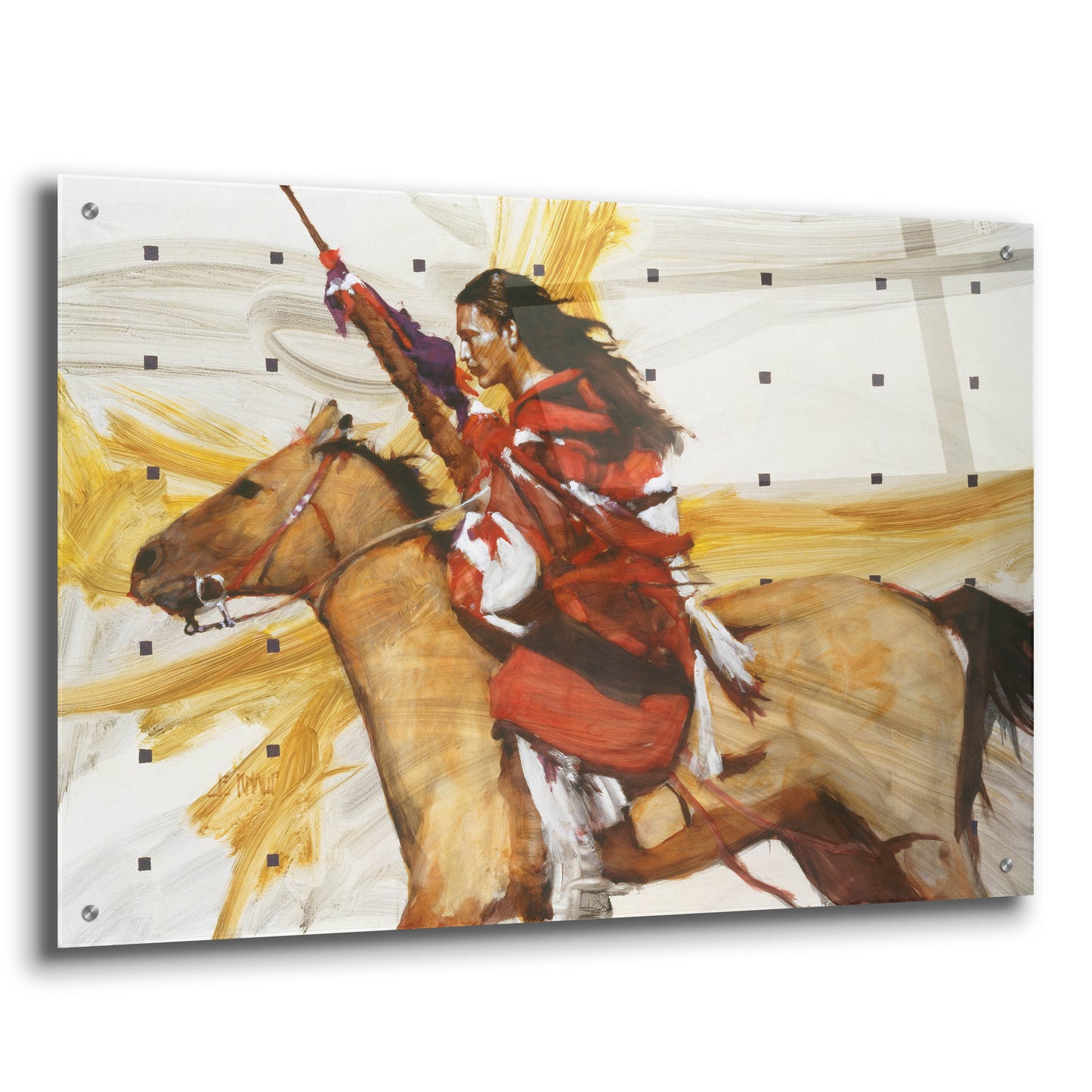 Epic Art 'Indian On Horseback' by J. E. Knauf, Acrylic Glass Wall Art,36x24