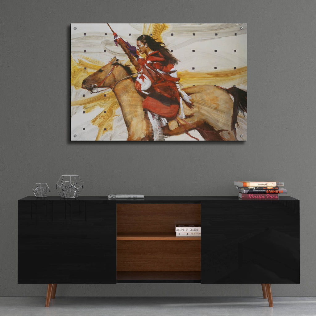 Epic Art 'Indian On Horseback' by J. E. Knauf, Acrylic Glass Wall Art,36x24