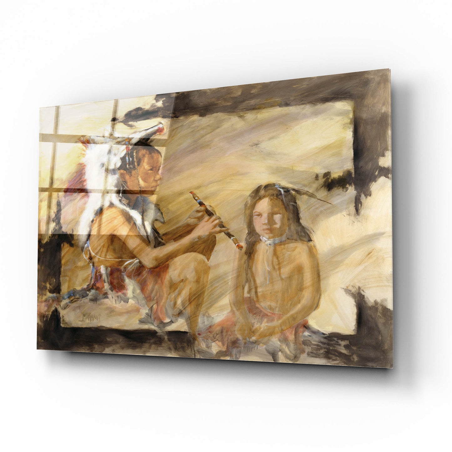 Epic Art 'J J & Wapila On The Cheyenne' by J. E. Knauf, Acrylic Glass Wall Art,16x12