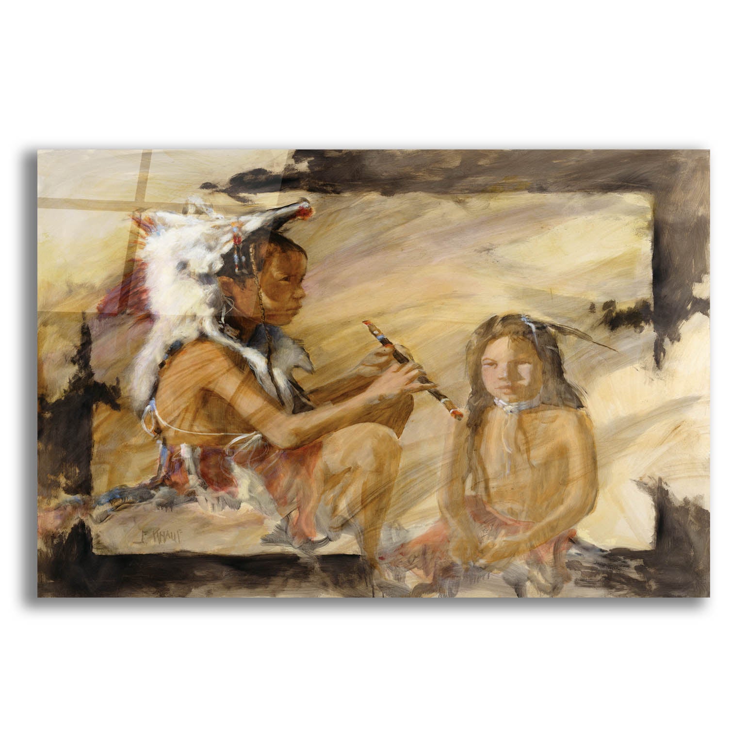 Epic Art 'J J & Wapila On The Cheyenne' by J. E. Knauf, Acrylic Glass Wall Art,16x12