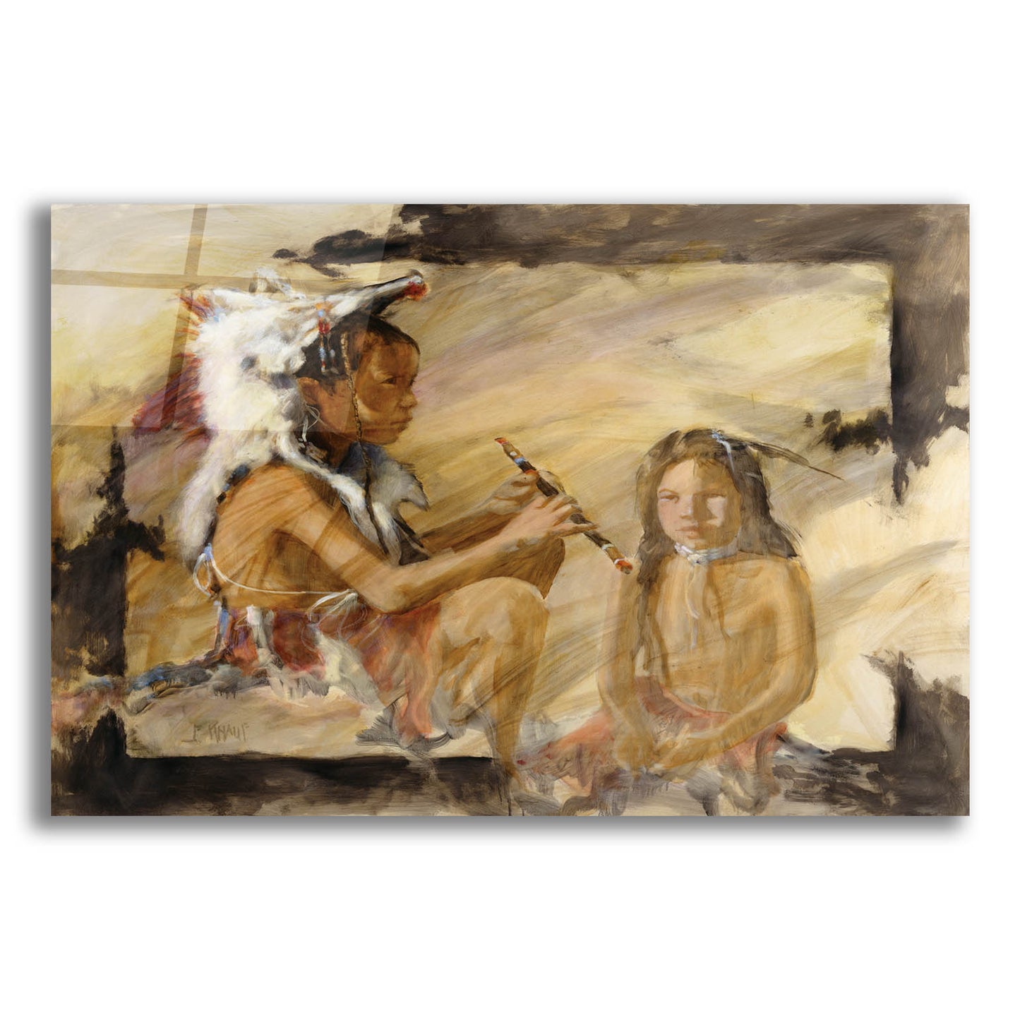 Epic Art 'J J & Wapila On The Cheyenne' by J. E. Knauf, Acrylic Glass Wall Art,24x16