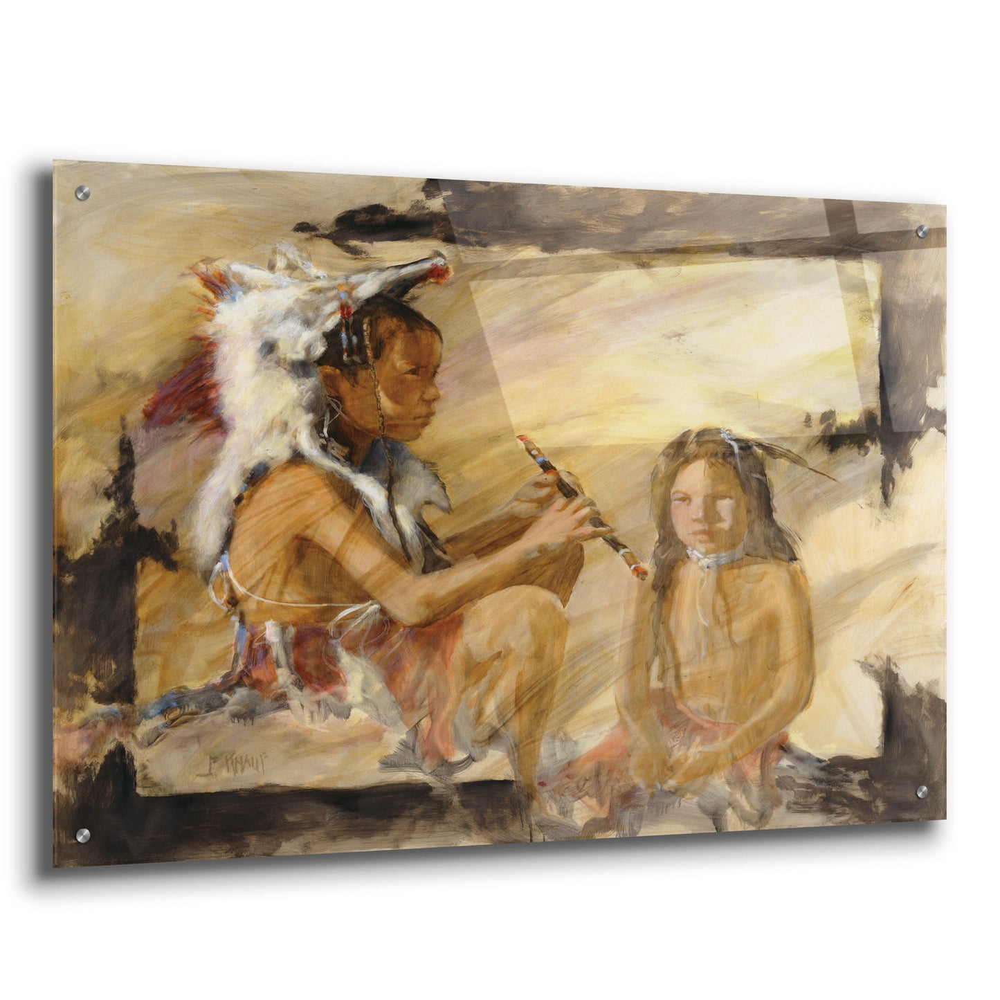 Epic Art 'J J & Wapila On The Cheyenne' by J. E. Knauf, Acrylic Glass Wall Art,36x24