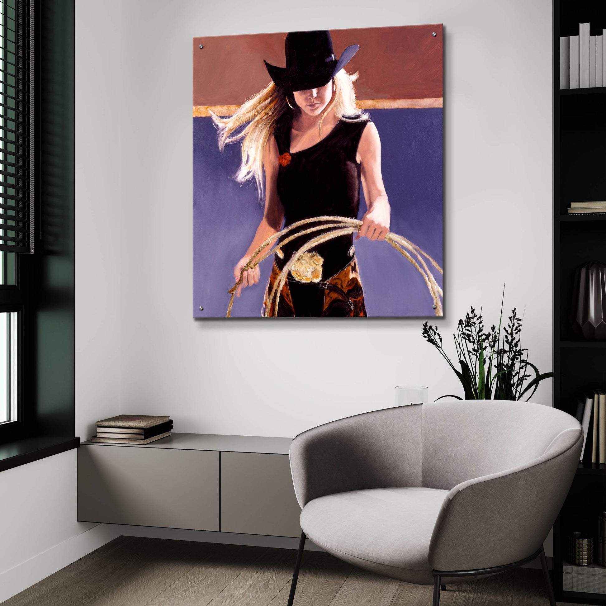 Epic Art 'Ropin'' by J. E. Knauf, Acrylic Glass Wall Art,36x36