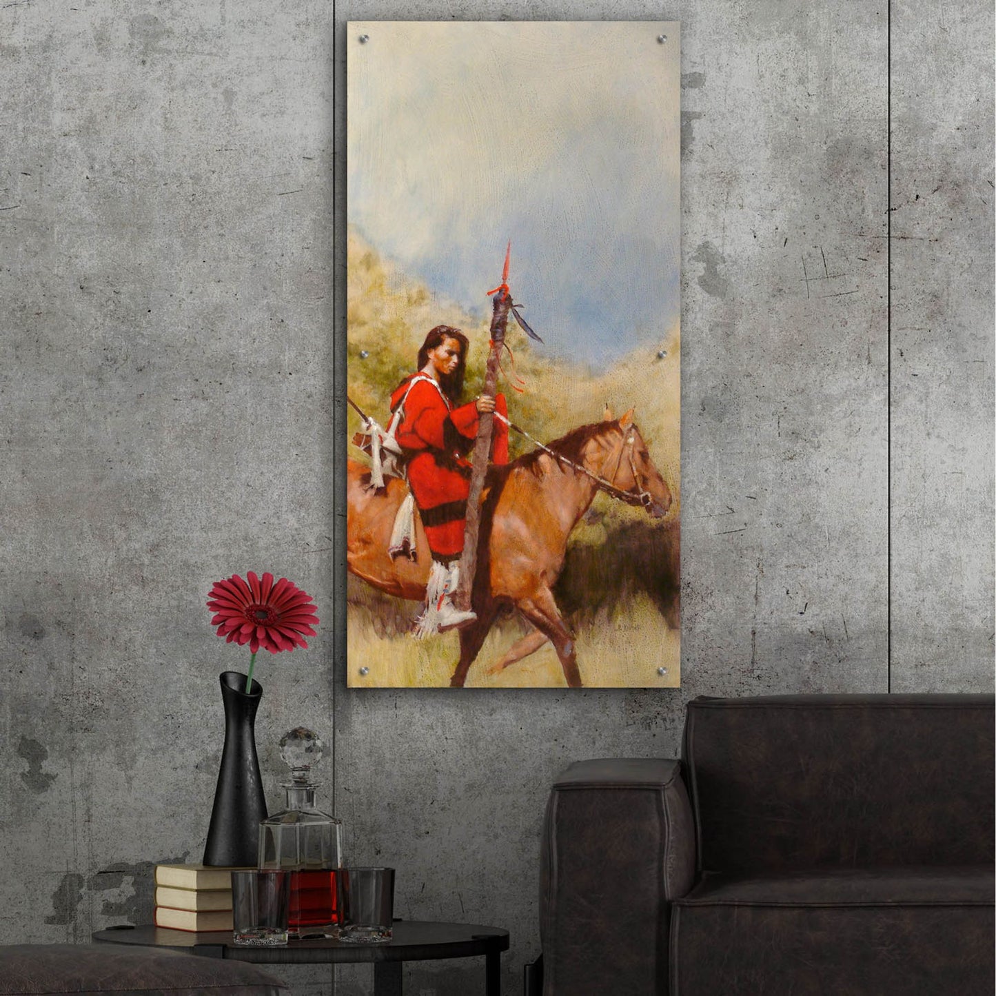 Epic Art 'Horse And Rider At A Walk' by J. E. Knauf, Acrylic Glass Wall Art,24x48